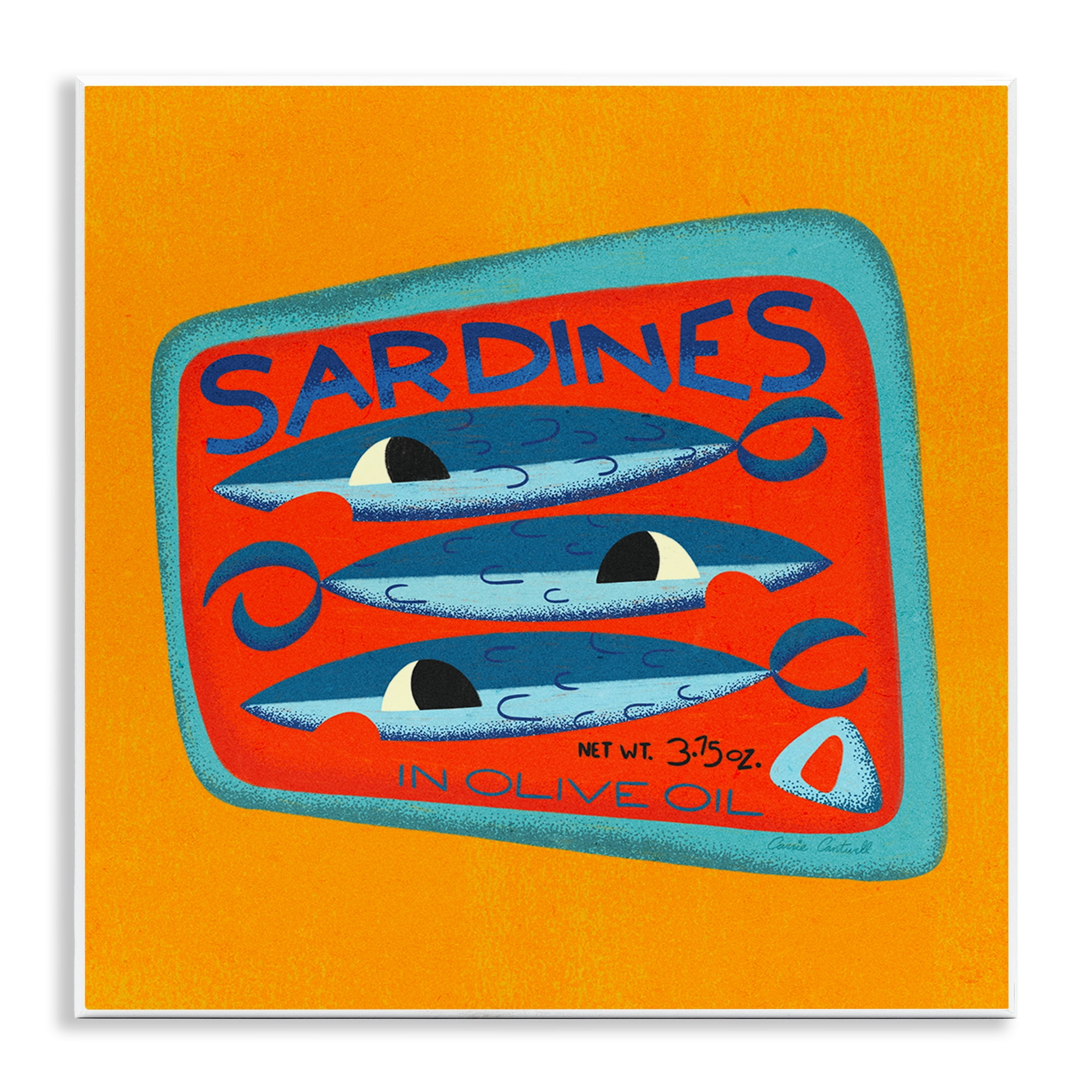 Stupell Industries Bright Hued Sardine Can Food & Beverage Painting Unframed Art Print Wall Art, 12 x 12