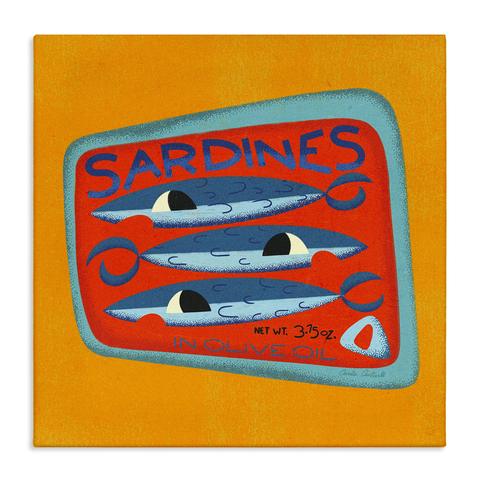 Stupell Industries Bright Hued Sardine Can Food & Beverage Painting Wrapped Canvas Art Print Wall Art, 30 x 30