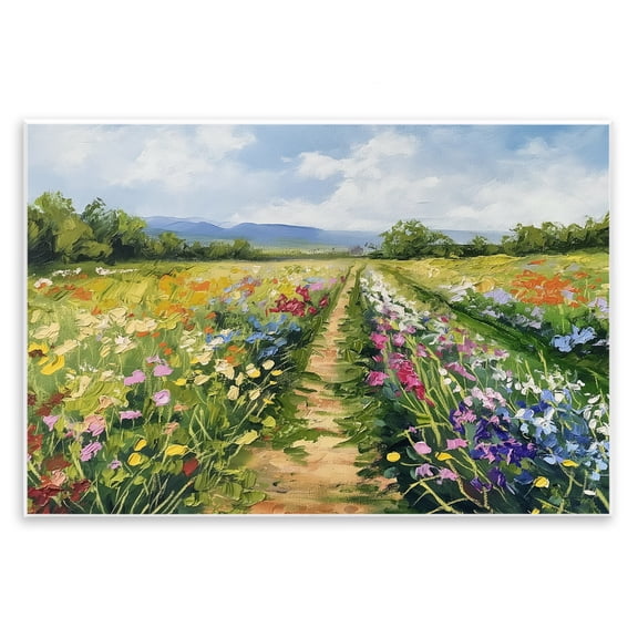 Stupell Industries Bright Hued Wildflower Path Landscape & Nature Painting Unframed Art Print Wall Art, 19 x 13
