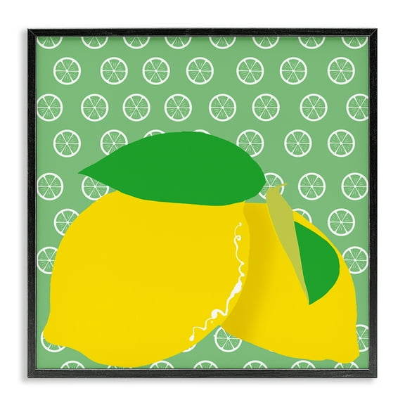Stupell Industries Bright Lemon Fruit Food & Beverage Painting Black Framed Art Print Wall Art, 12 x 12