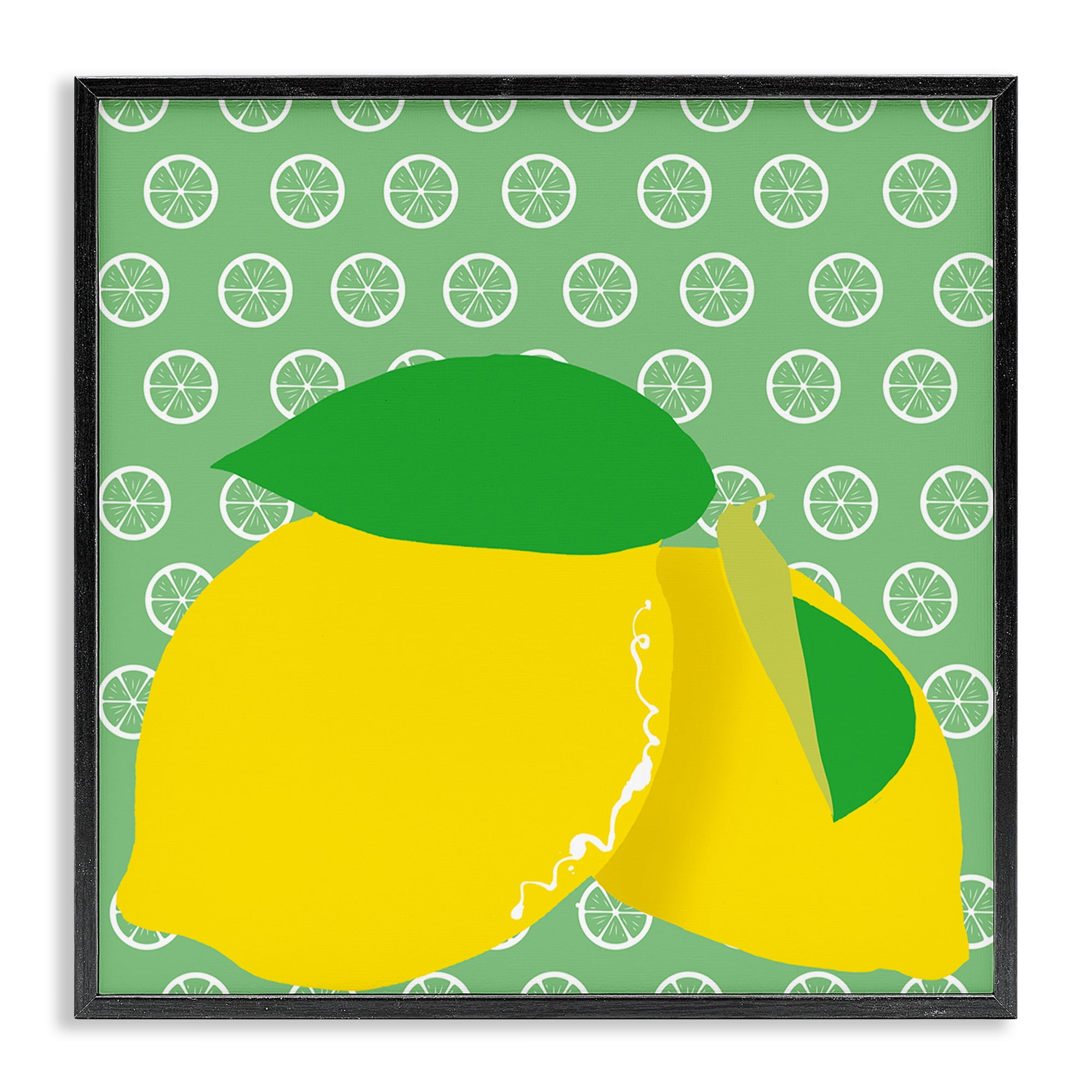 Stupell Industries Bright Lemon Fruit Food & Beverage Painting Black Framed Art Print Wall Art, 24 x 24