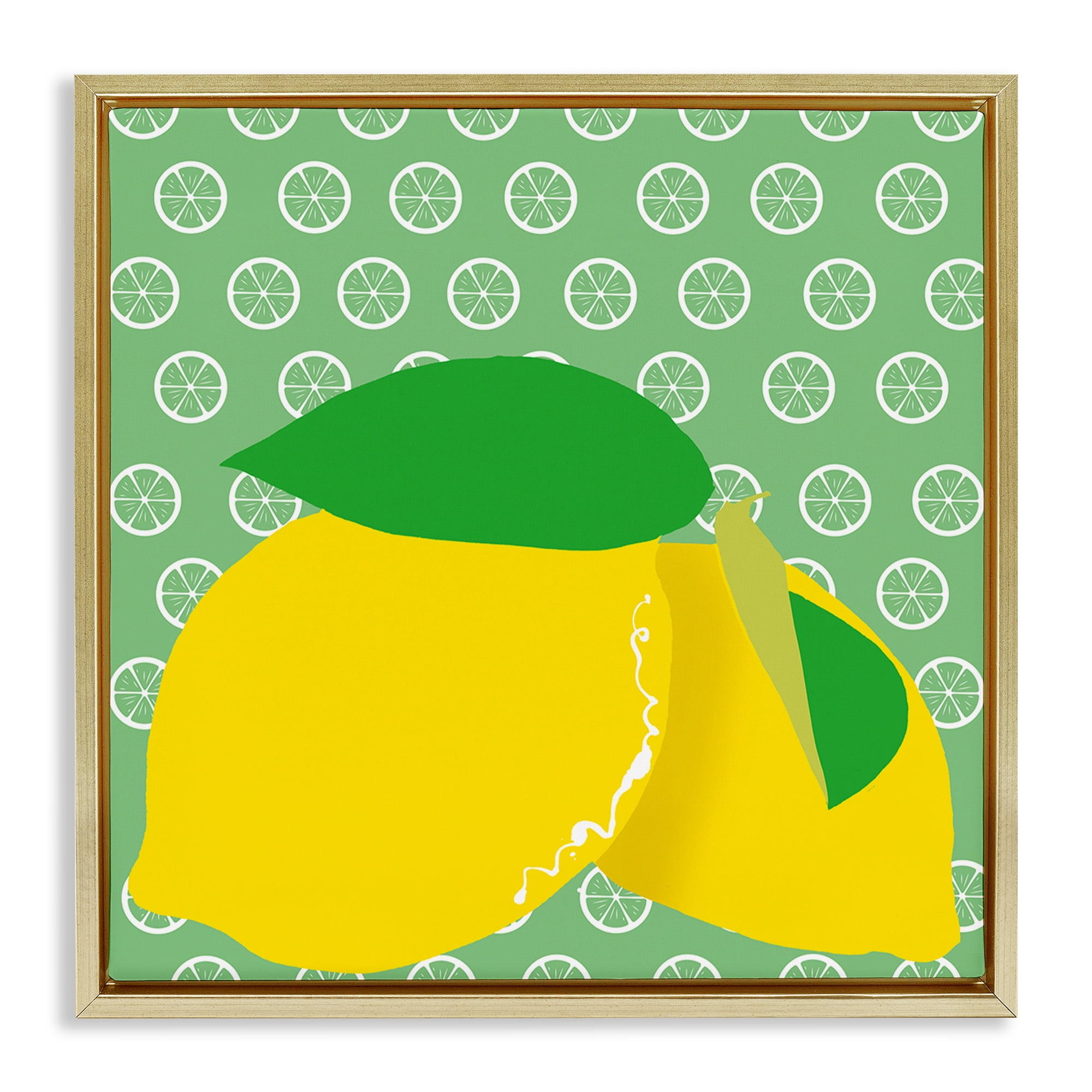 Stupell Industries Bright Lemon Fruit Food & Beverage Painting Gold Floater Framed Canvas Art Print Wall Art, 18 x 18
