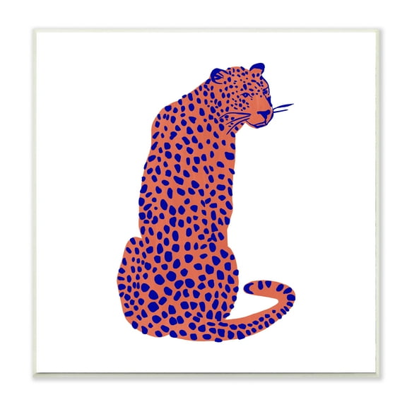 Stupell Industries Bright Leopard Blue Orange Animal Design Graphic Art Unframed Art Print Wall Art, 12x12, by &nbsp;Samuel Dixon