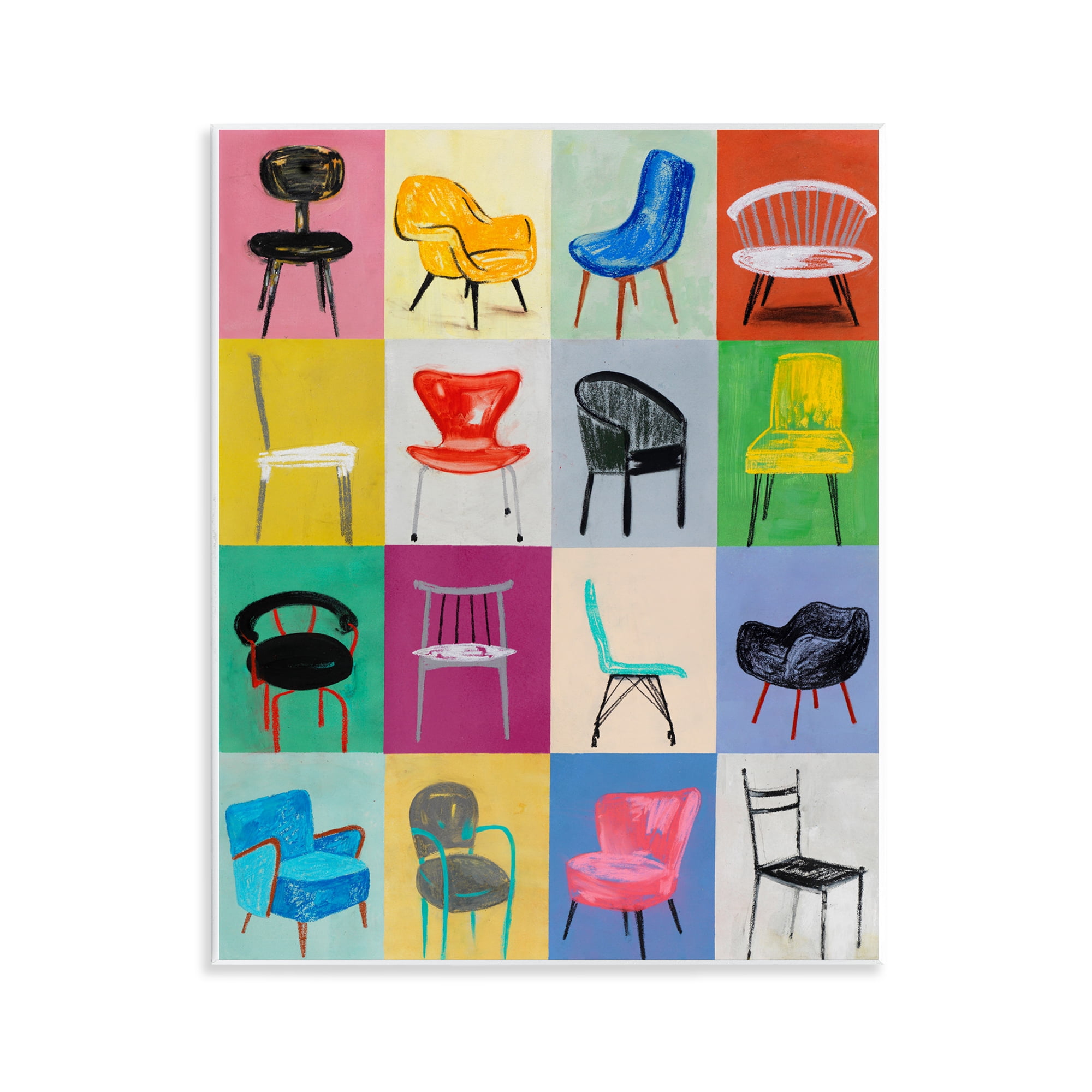 Stupell Industries Bright Modern Chairs Animals & Insects Painting Unframed Art Print Wall Art, 11 x 14