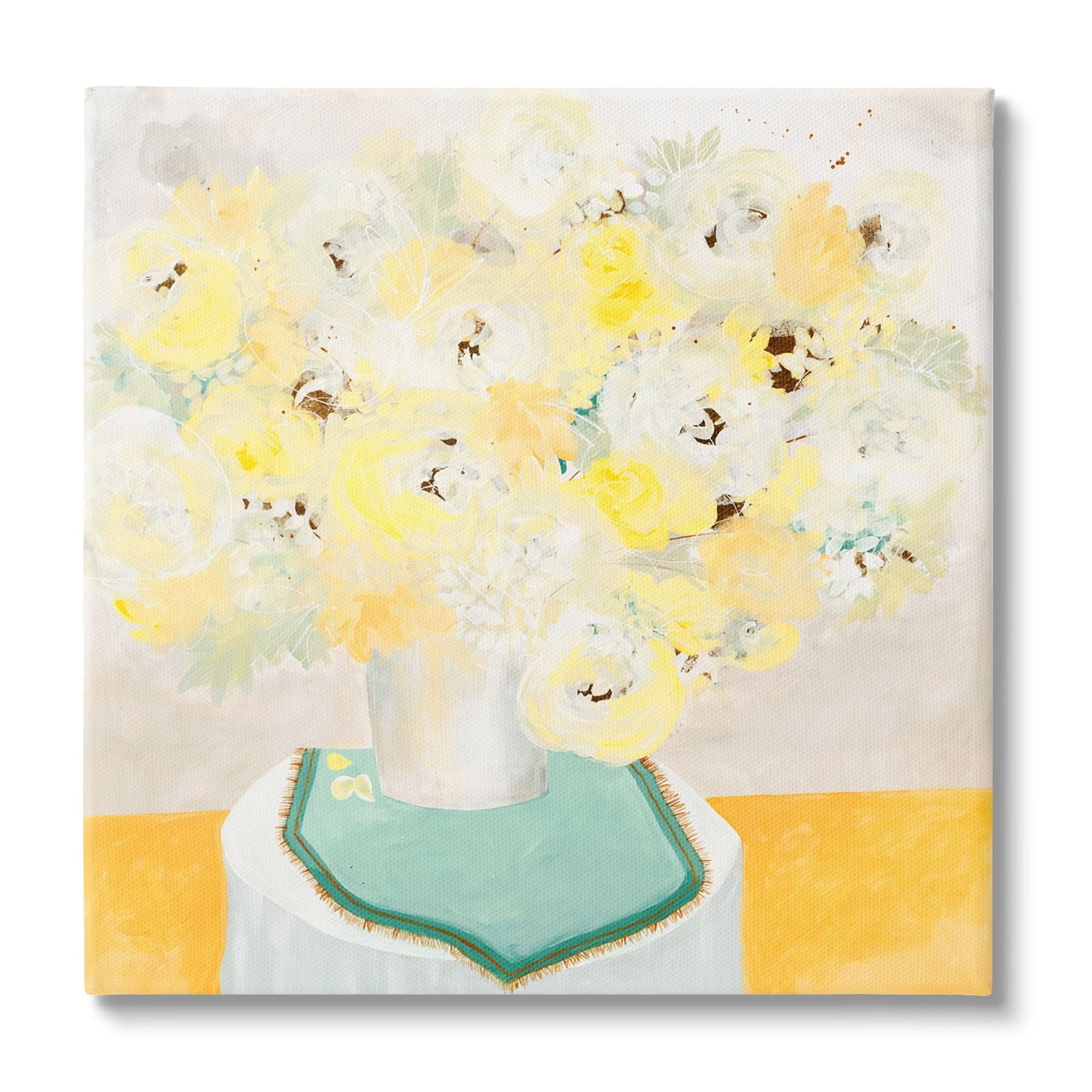 Stupell Industries Bright Modern Flower Blossoms Bouquet Collage Painting Drawings Gallery-Wrapped Canvas Print Wall Art, 17x17, by Ruth Fromstein