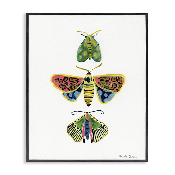 Stupell Industries Bright Moths Earth Tones Black Framed Giclee Art design by Farida Zaman, 30 x 24