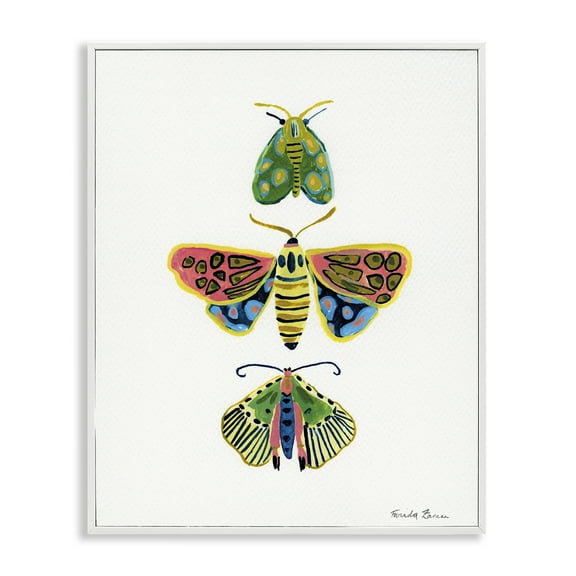 Stupell Industries Bright Moths Earth Tones White Framed Giclee Art design by Farida Zaman, 14 x 11