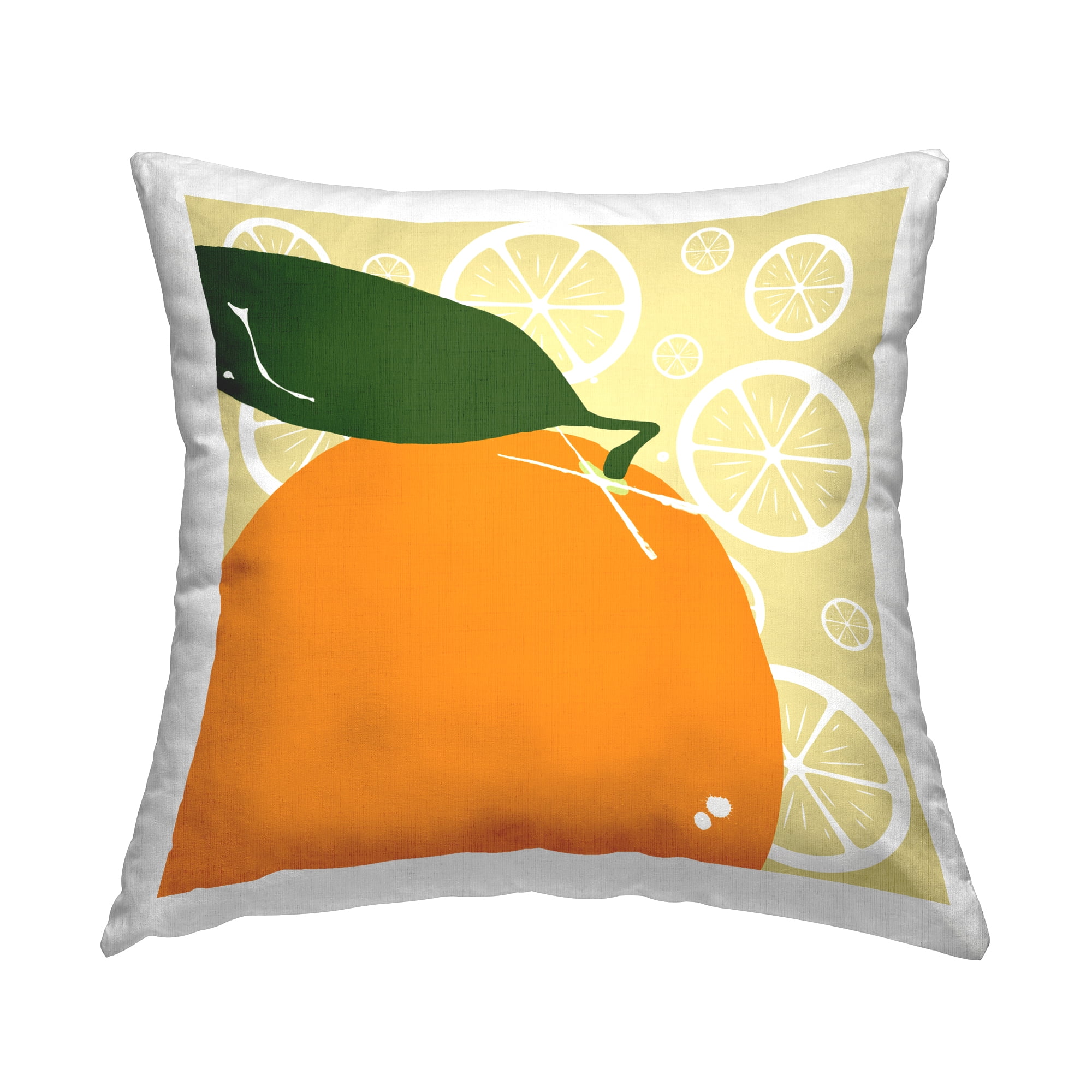 Stupell Industries Bright Orange Fruit Decorative Printed Throw Pillow Design by Daniela Santiago.