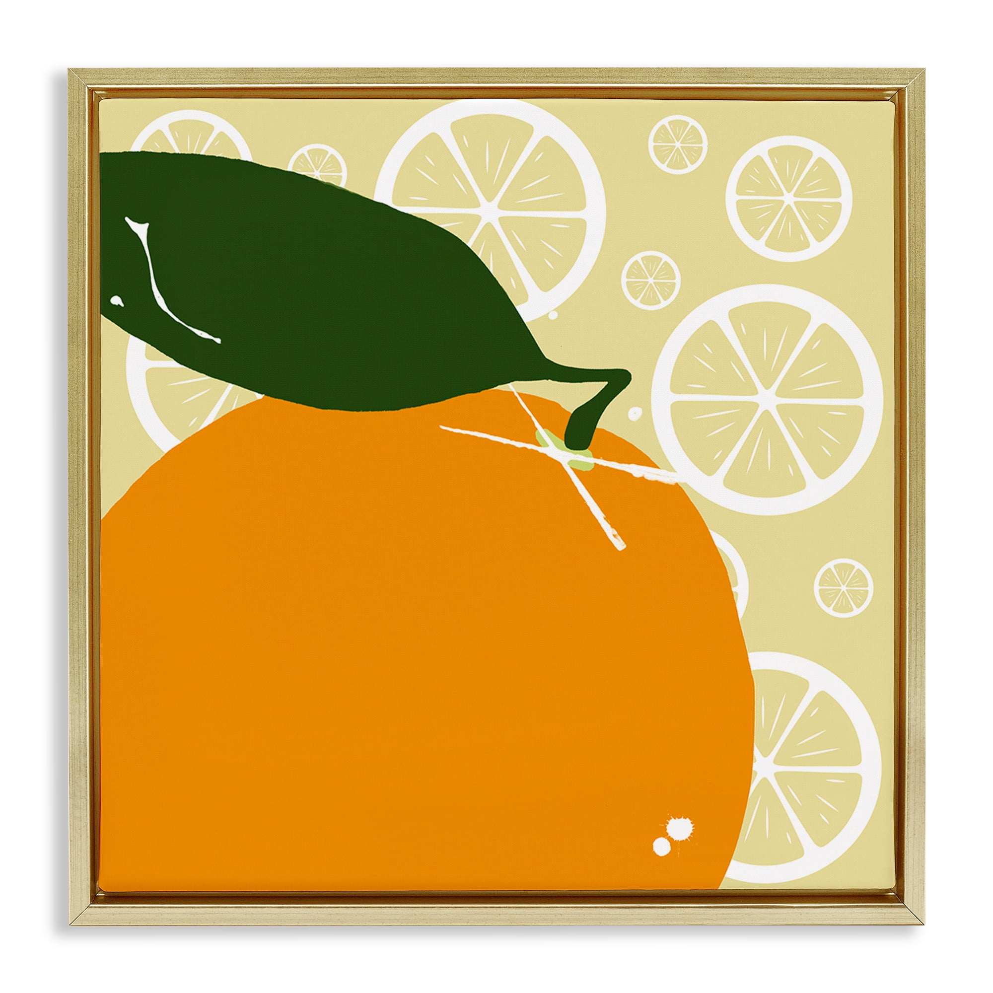 Stupell Industries Bright Orange Fruit Food & Beverage Painting Gold Floater Framed Canvas Art Print Wall Art, 25 x 25