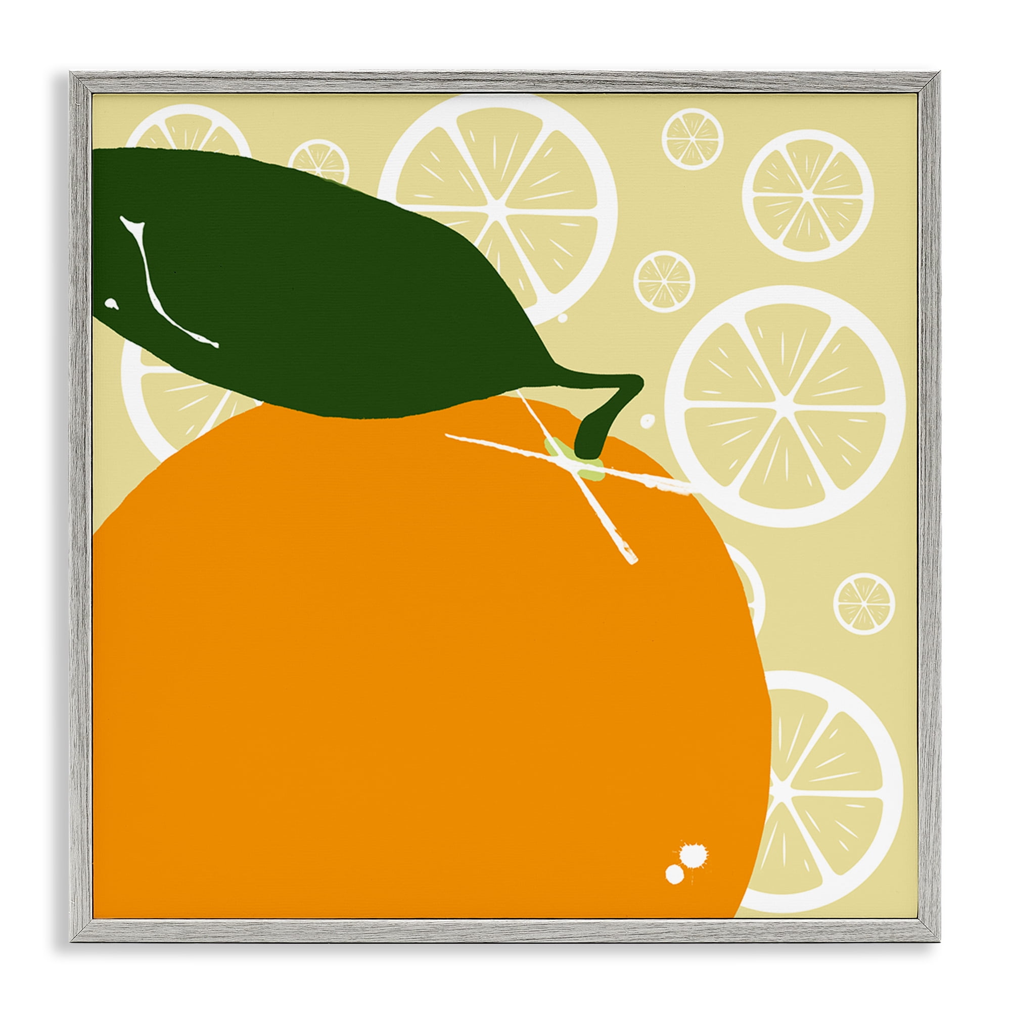 Stupell Industries Bright Orange Fruit Food & Beverage Painting Gray Framed Art Print Wall Art, 12 x 12