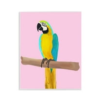 Stupell Industries Bright Parrot on Pink Animals Painting Unframed Art Print Wall Art, 11 x 14