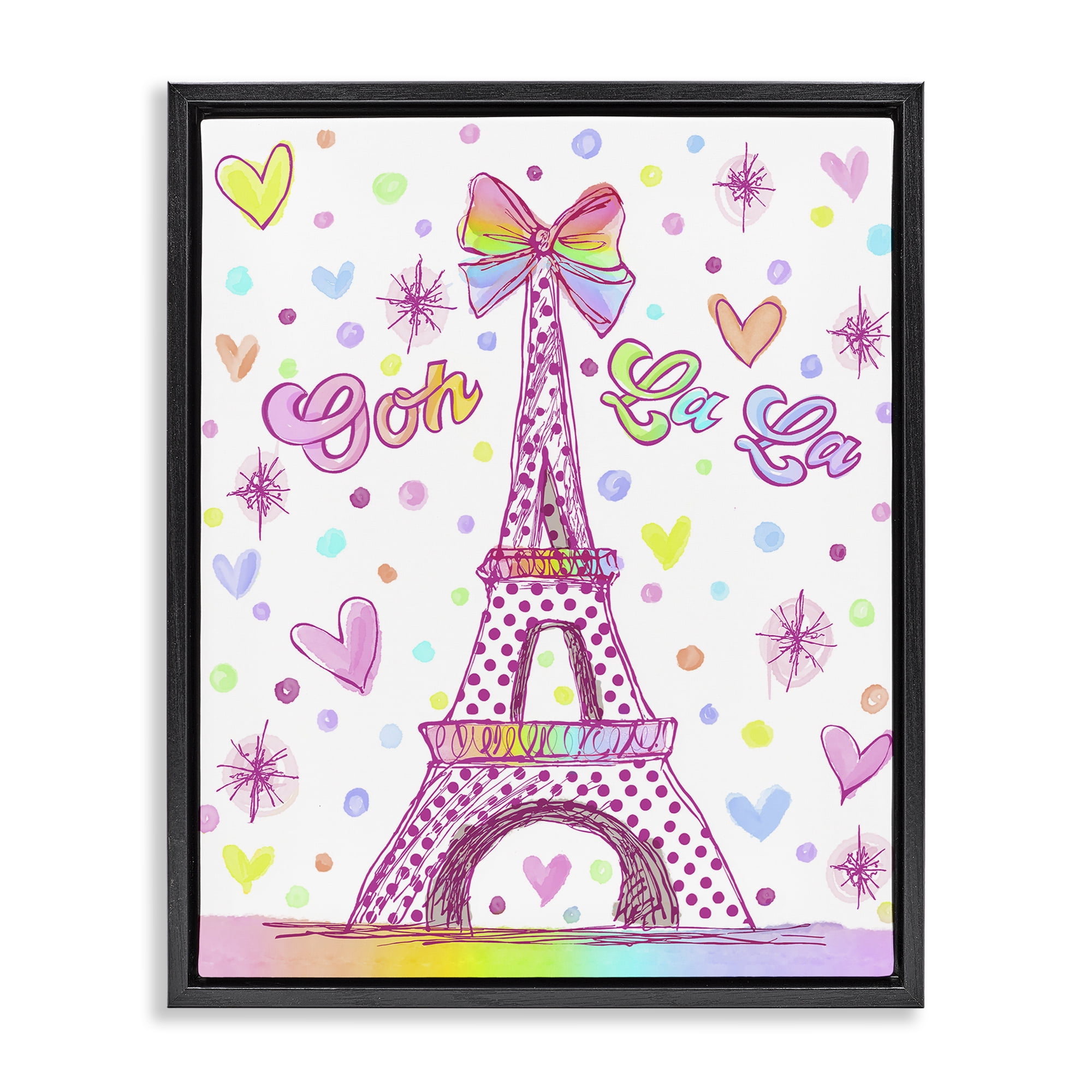 Stupell Industries Bright Pastels Eiffel Tower Black Framed Floater Canvas Wall Art, design by Jess Stempel
