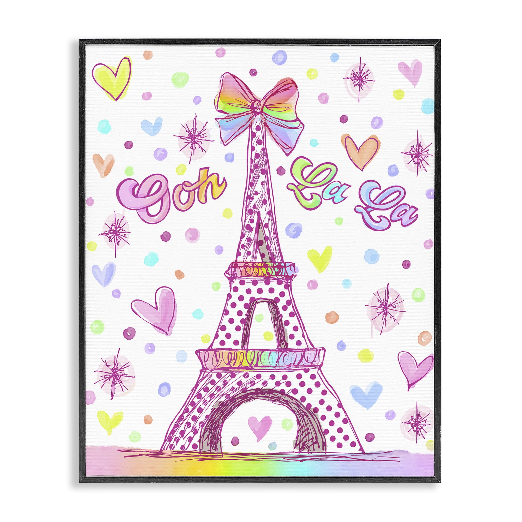 Stupell Industries Bright Pastels Eiffel Tower Black Framed Giclee Art, design by Jess Stempel