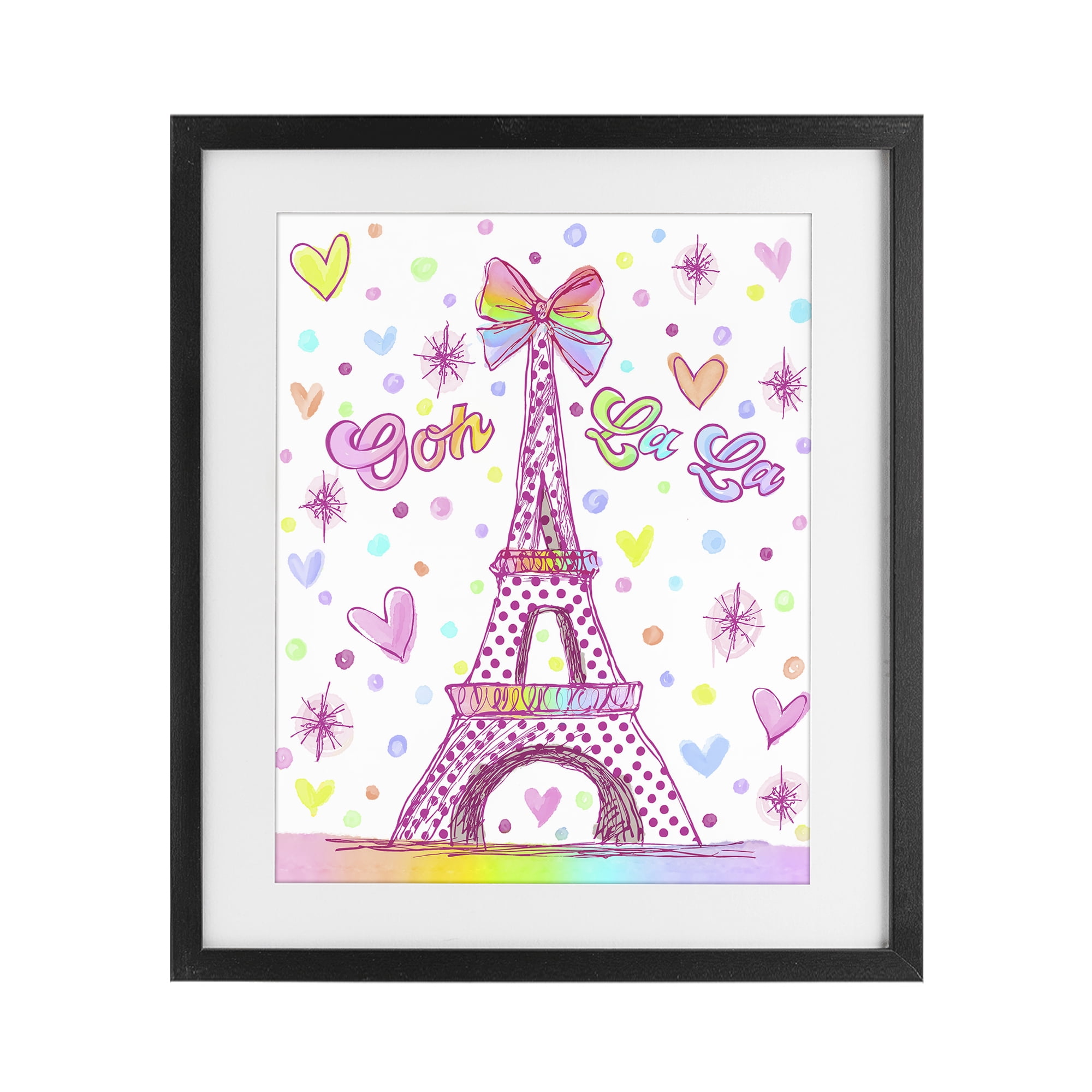 Stupell Industries Bright Pastels Eiffel Tower Black Framed Print Under Glass, design by Jess Stempel
