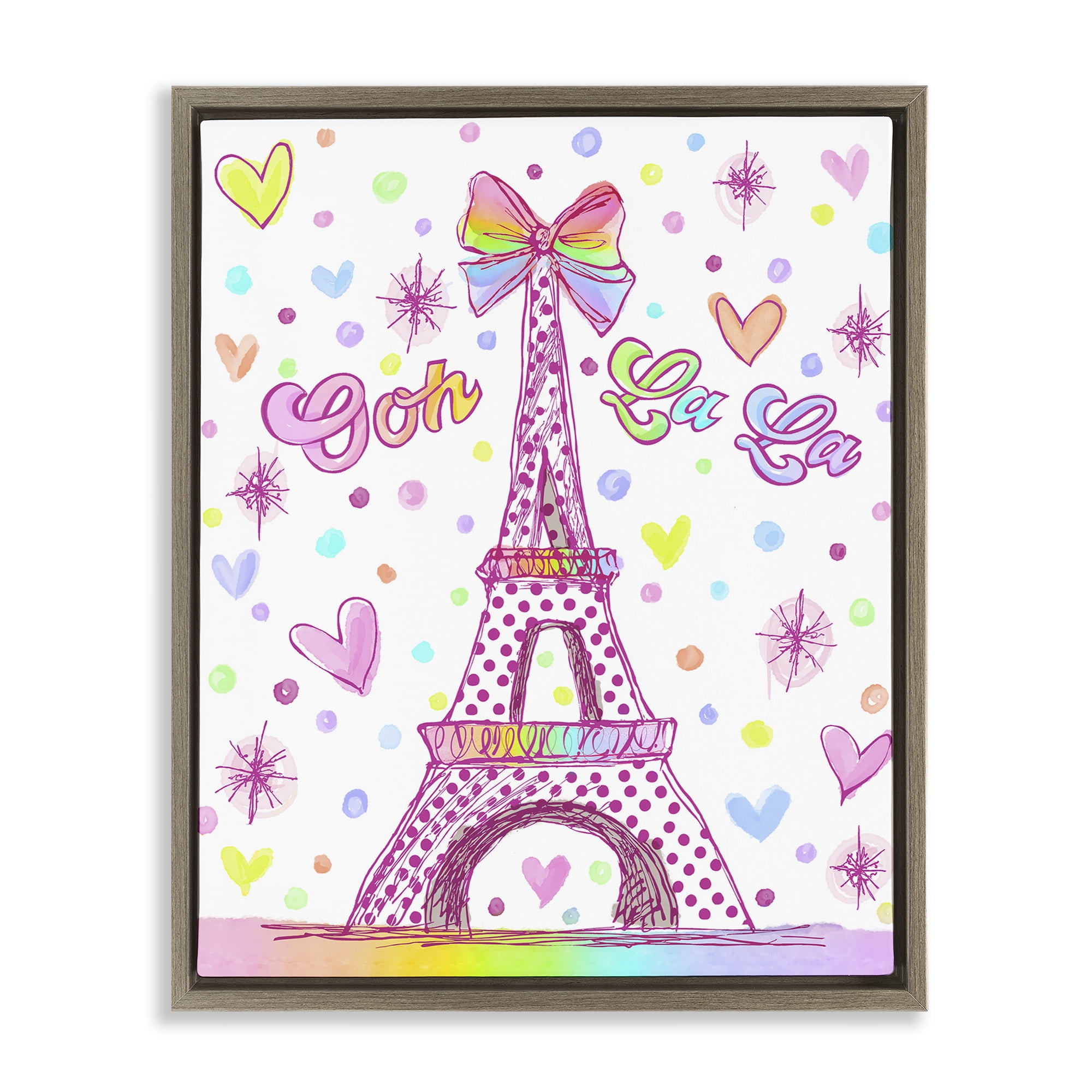Stupell Industries Bright Pastels Eiffel Tower Brown Framed Floater Canvas Wall Art, design by Jess Stempel