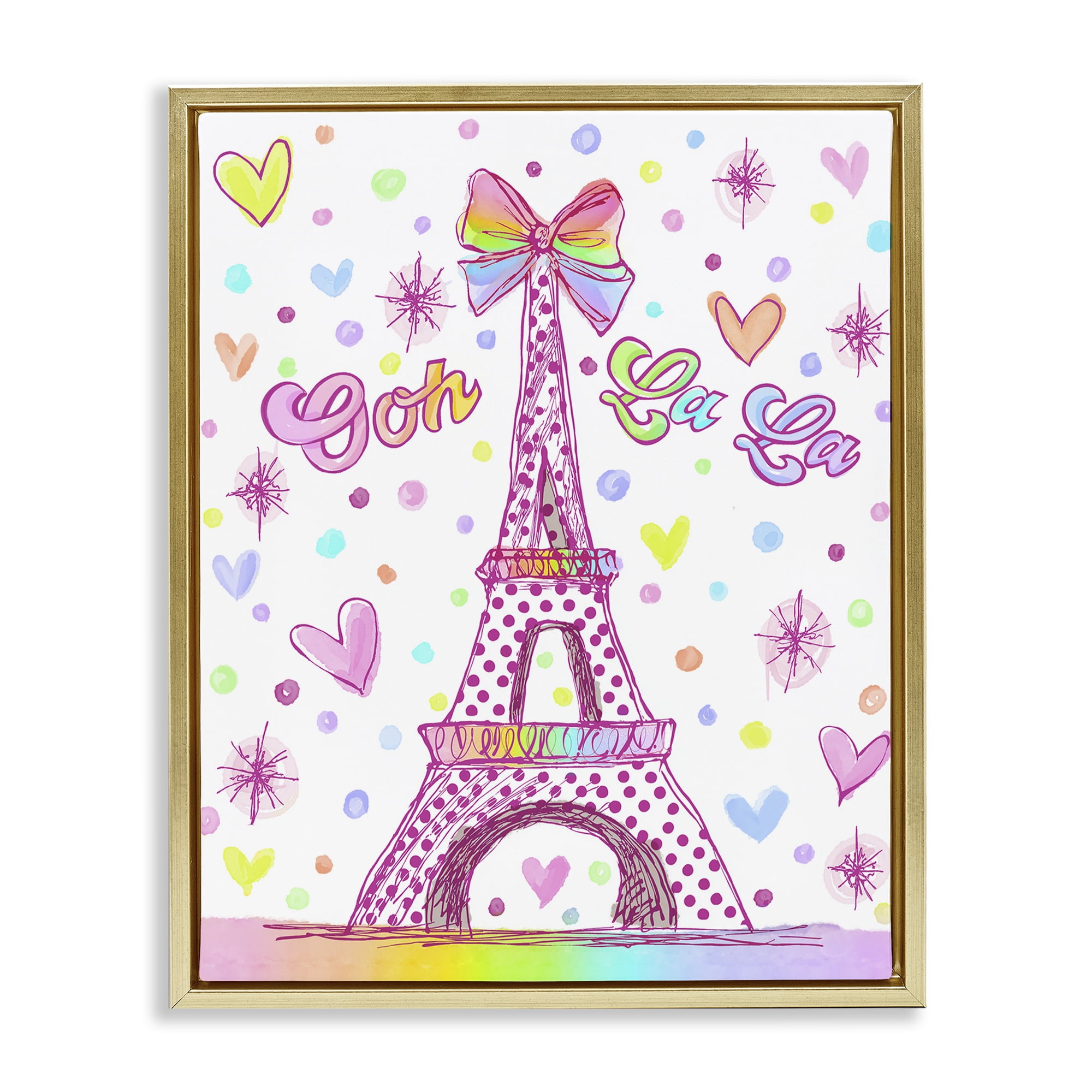 Stupell Industries Bright Pastels Eiffel Tower Gold Framed Floater Canvas Wall Art, design by Jess Stempel