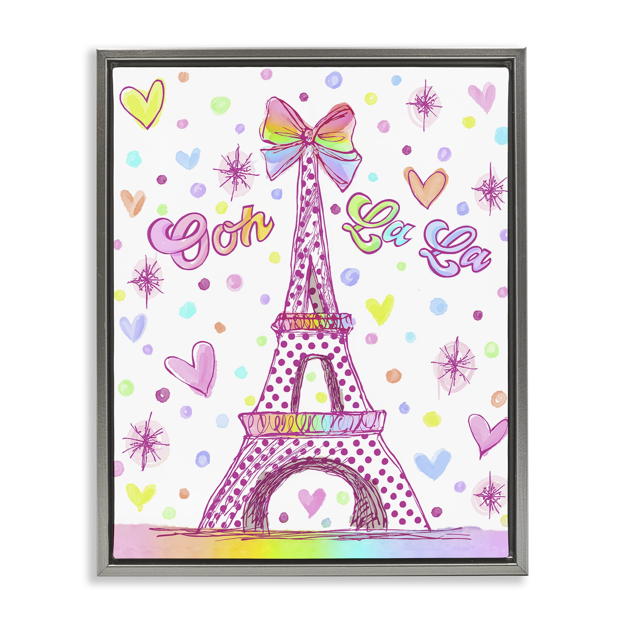 Stupell Industries Bright Pastels Eiffel Tower Gray Framed Floater Canvas Wall Art, design by Jess Stempel