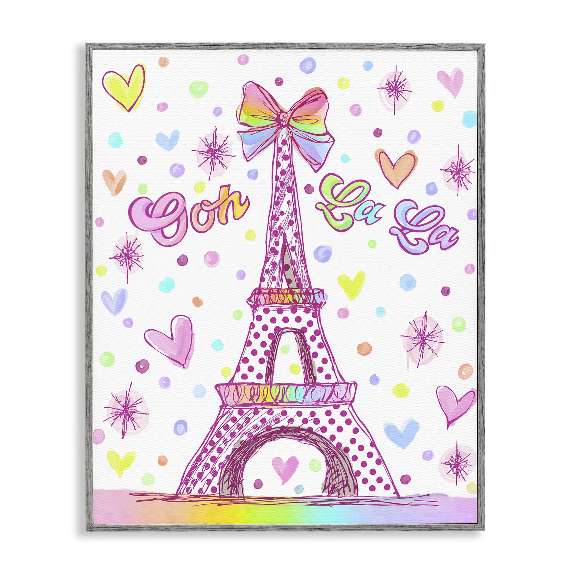 Stupell Industries Bright Pastels Eiffel Tower Gray Framed Giclee Art, design by Jess Stempel