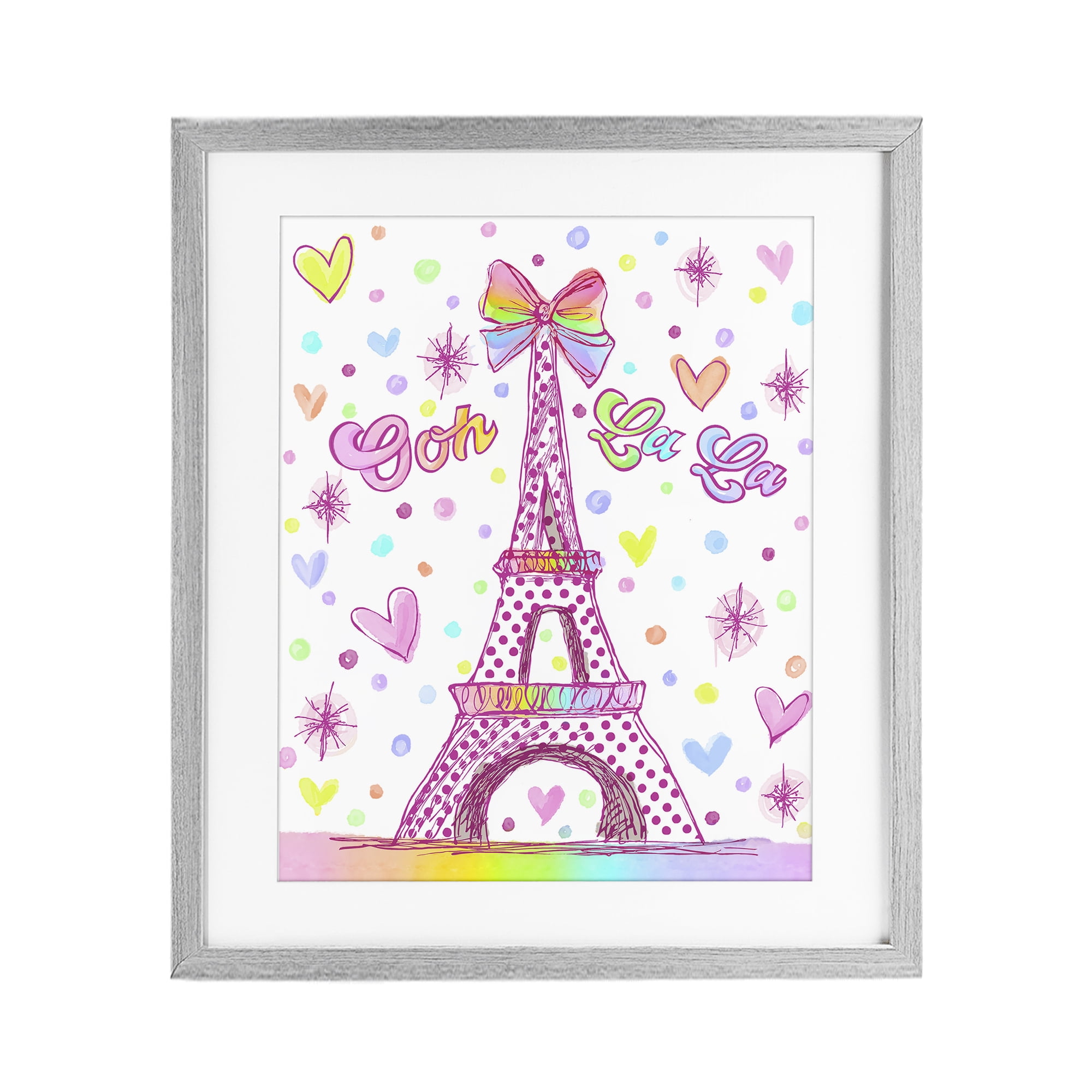 Stupell Industries Bright Pastels Eiffel Tower Gray Framed Print Under Glass, design by Jess Stempel