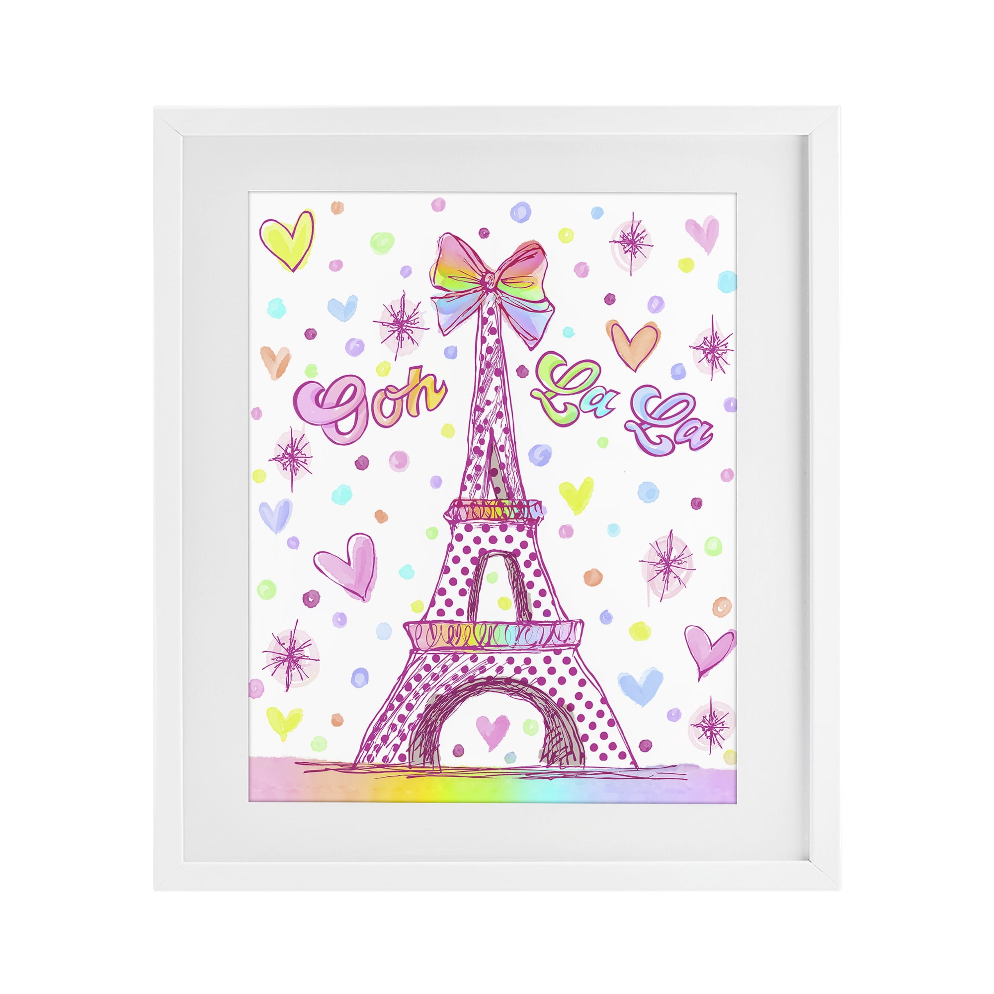 Stupell Industries Bright Pastels Eiffel Tower White Framed Print Under Glass, design by Jess Stempel