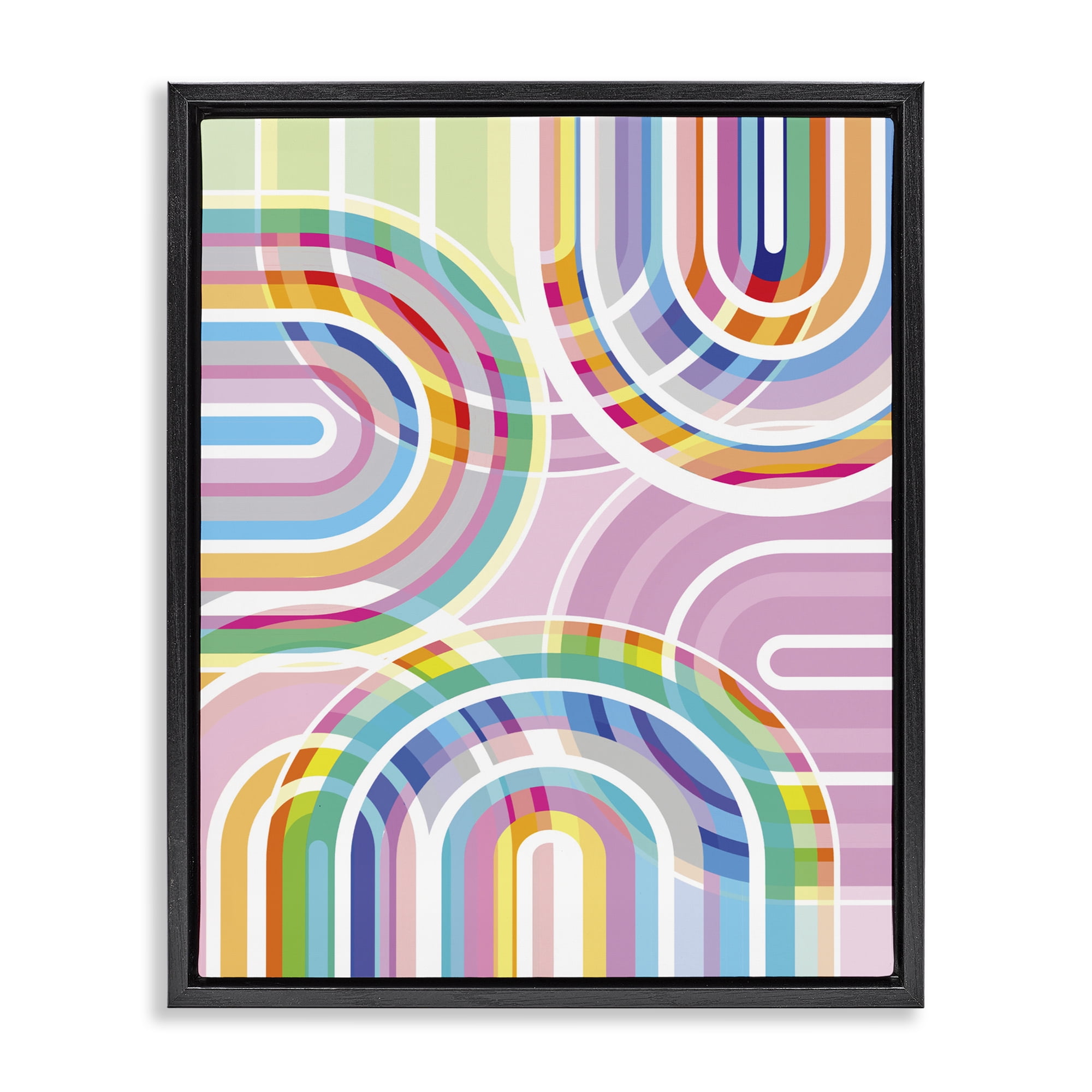 Stupell Industries Bright Playful Rainbow Arches Black Framed Floater Canvas Wall Art, design by Amber Sterling