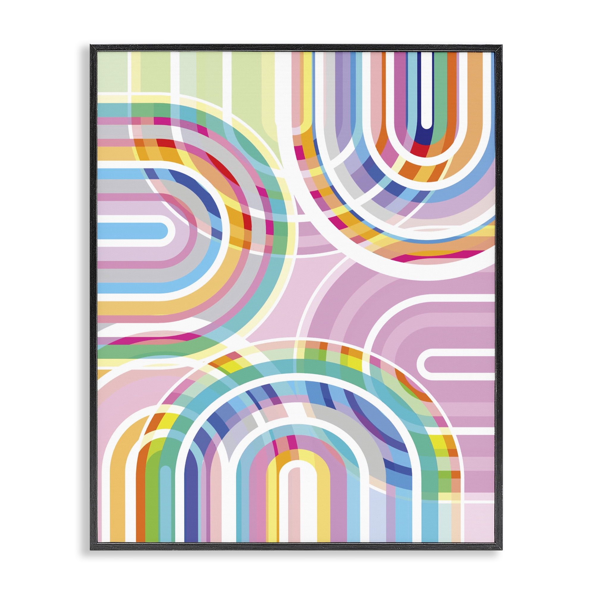 Stupell Industries Bright Playful Rainbow Arches Black Framed Giclee Art, design by Amber Sterling