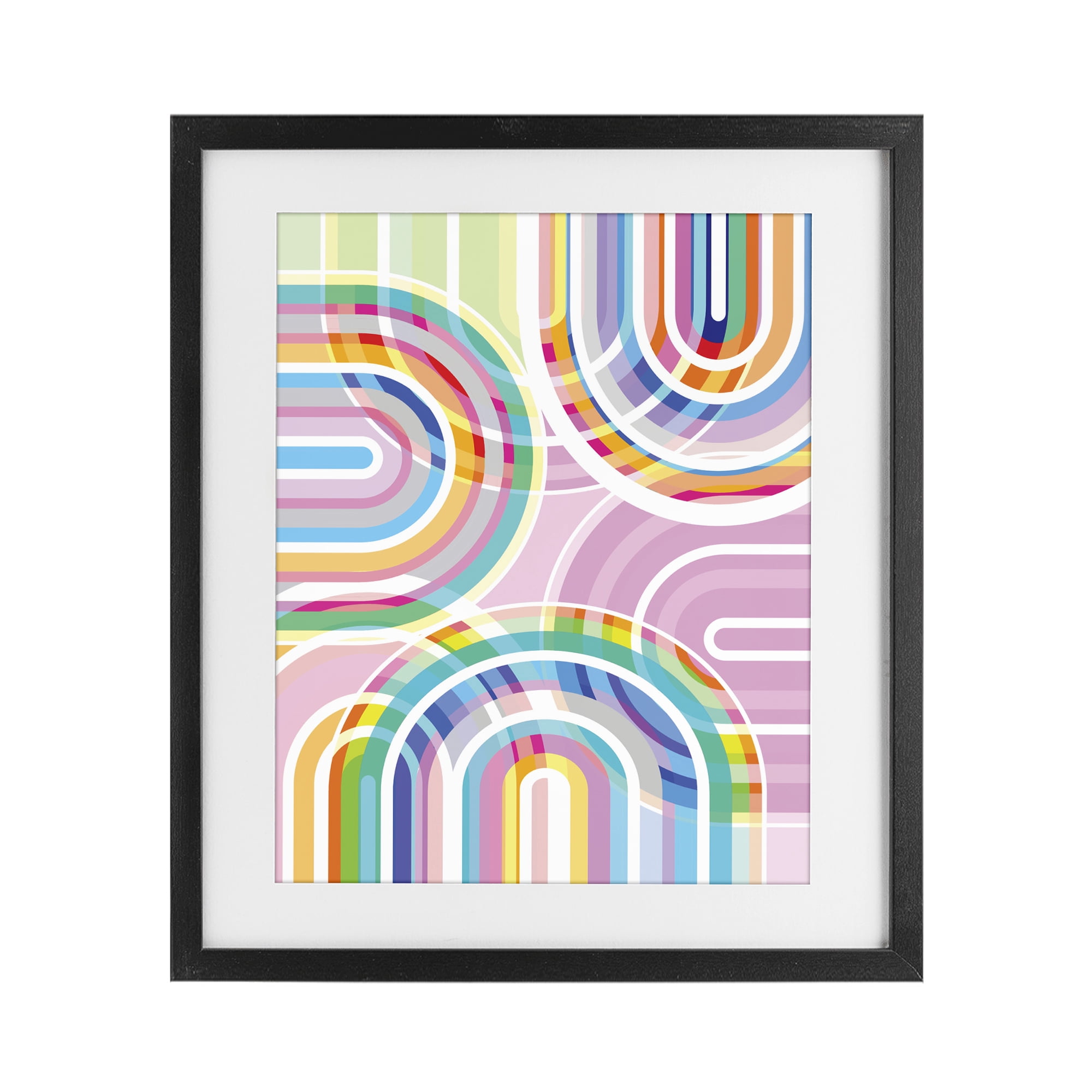 Stupell Industries Bright Playful Rainbow Arches Black Framed Print Under Glass, design by Amber Sterling