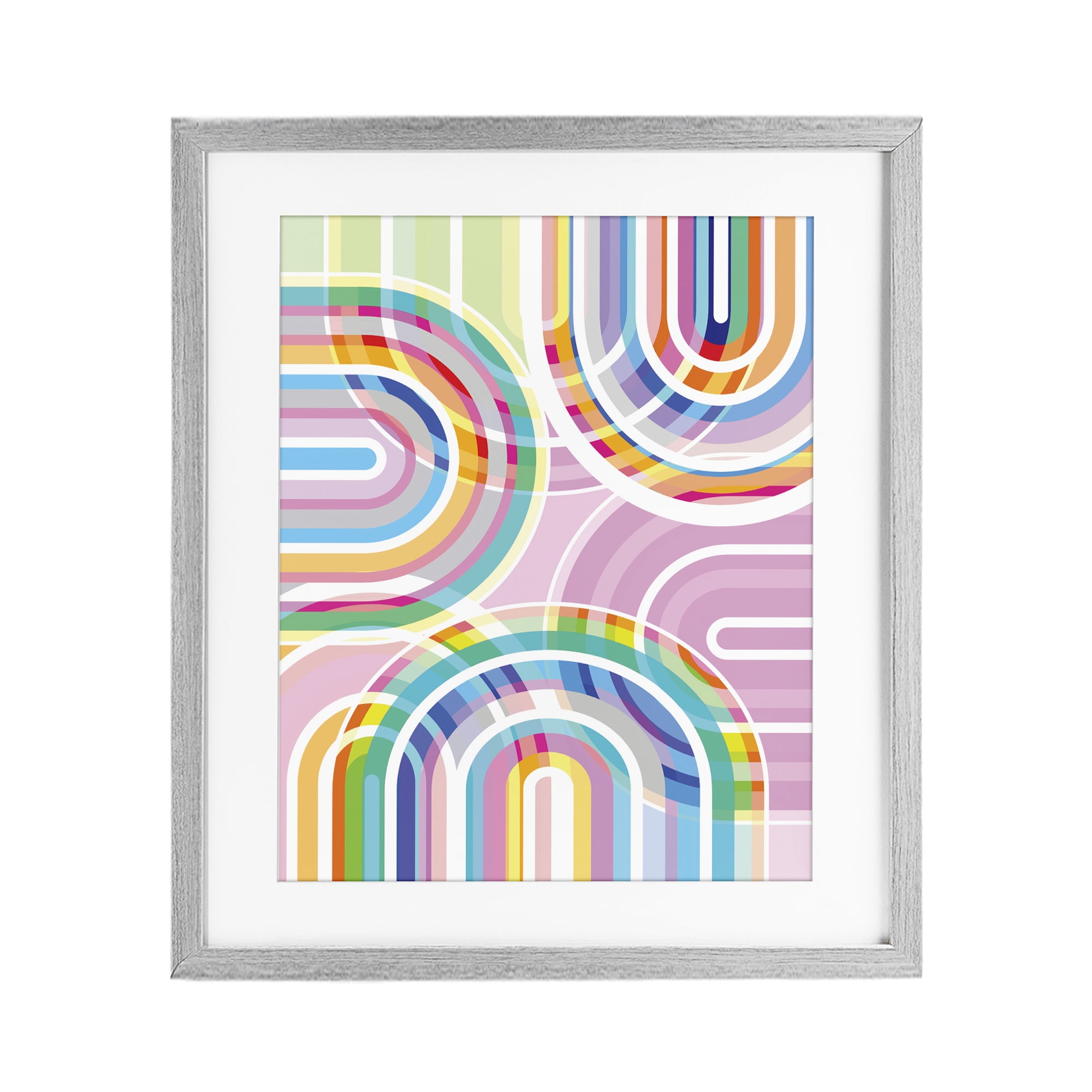 Stupell Industries Bright Playful Rainbow Arches Gray Framed Print Under Glass, design by Amber Sterling