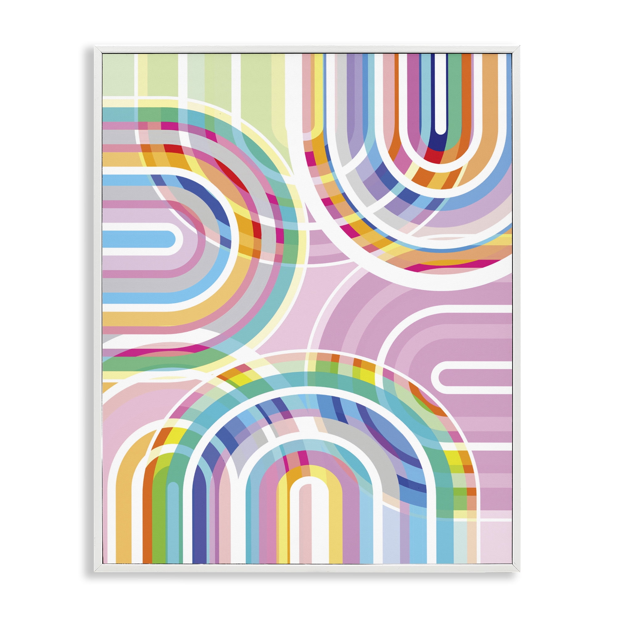Stupell Industries Bright Playful Rainbow Arches White Framed Giclee Art, design by Amber Sterling
