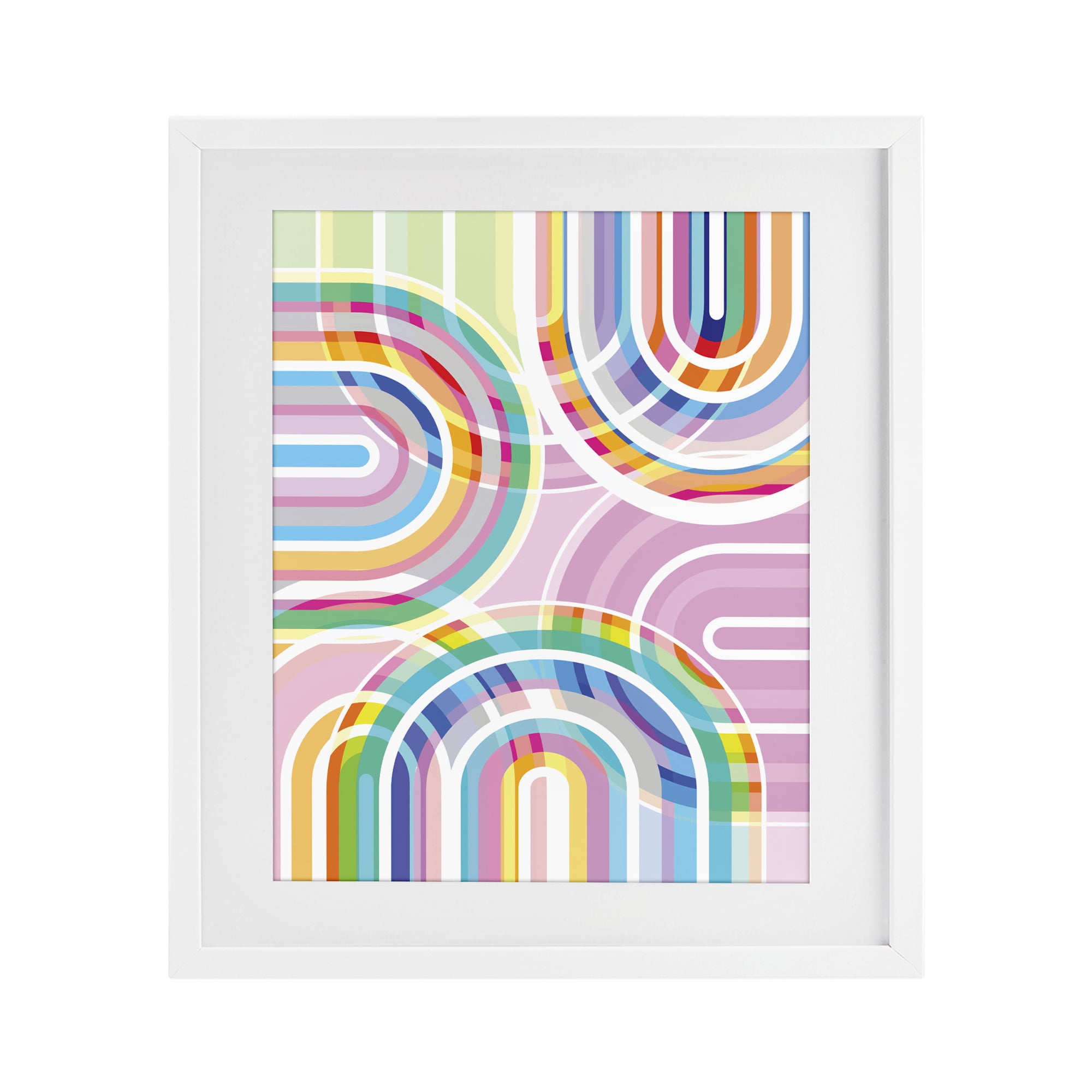 Stupell Industries Bright Playful Rainbow Arches White Framed Print Under Glass, design by Amber Sterling