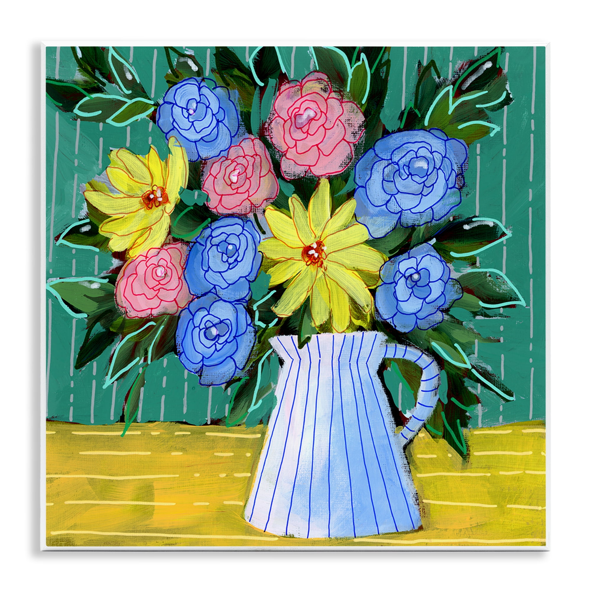 Stupell Industries Bright Pop Bouquet Plants & Flowers Painting Unframed Art Print Wall Art, 12 x 12