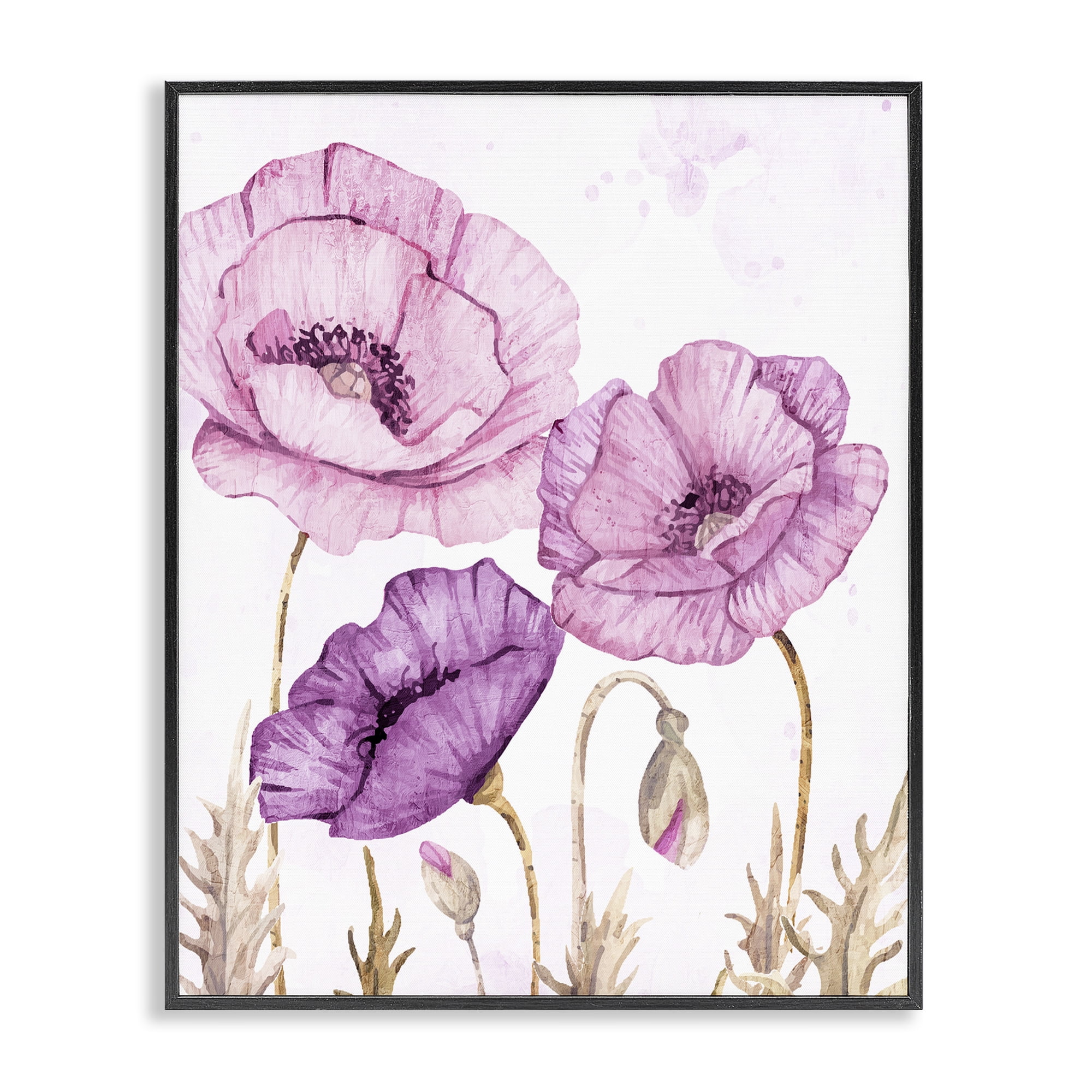 Stupell Industries Bright Purple Poppies Black Framed Giclee Art, design by Kim Allen