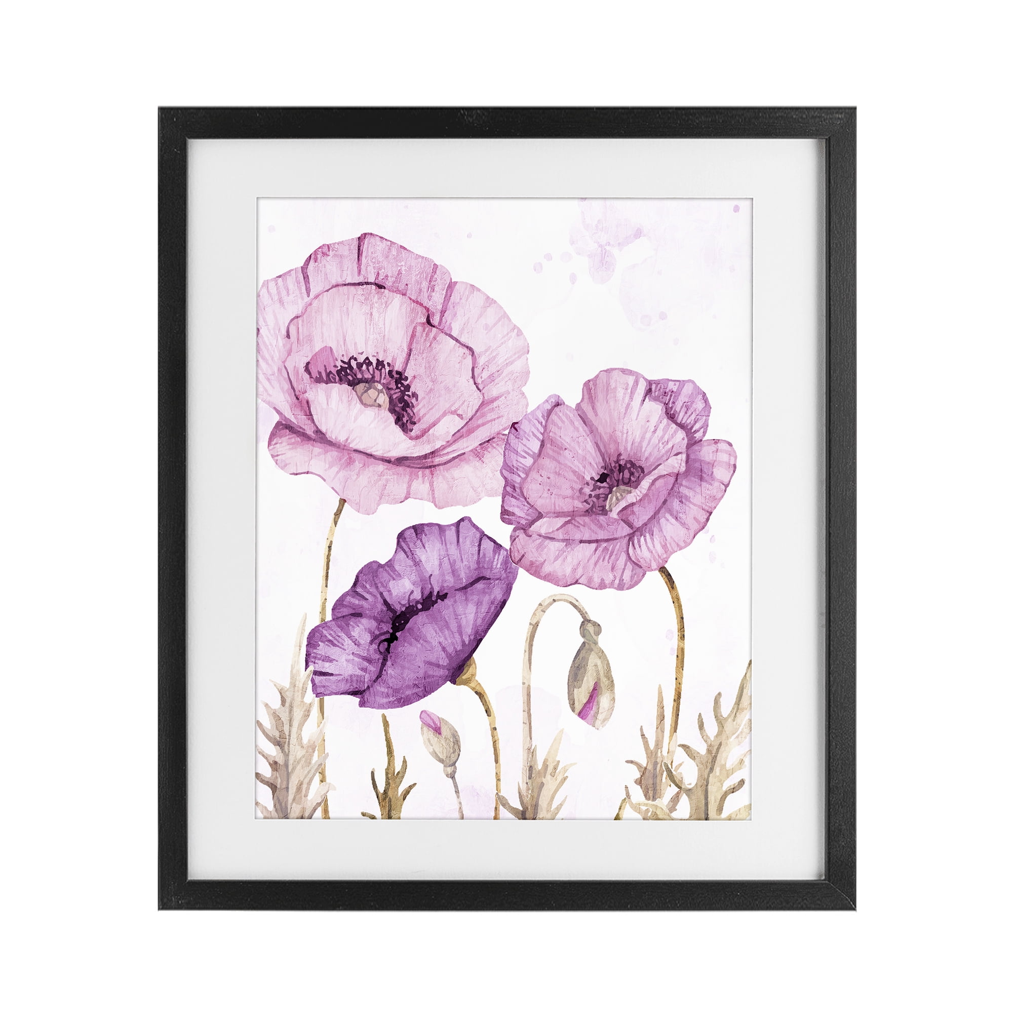 Stupell Industries Bright Purple Poppies Black Framed Print Under Glass, design by Kim Allen