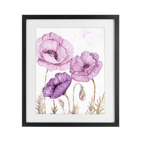 Stupell Industries Traditional Bright Purple Poppies Black Framed Print Under Glass, 13 x 16, by Kim Allen