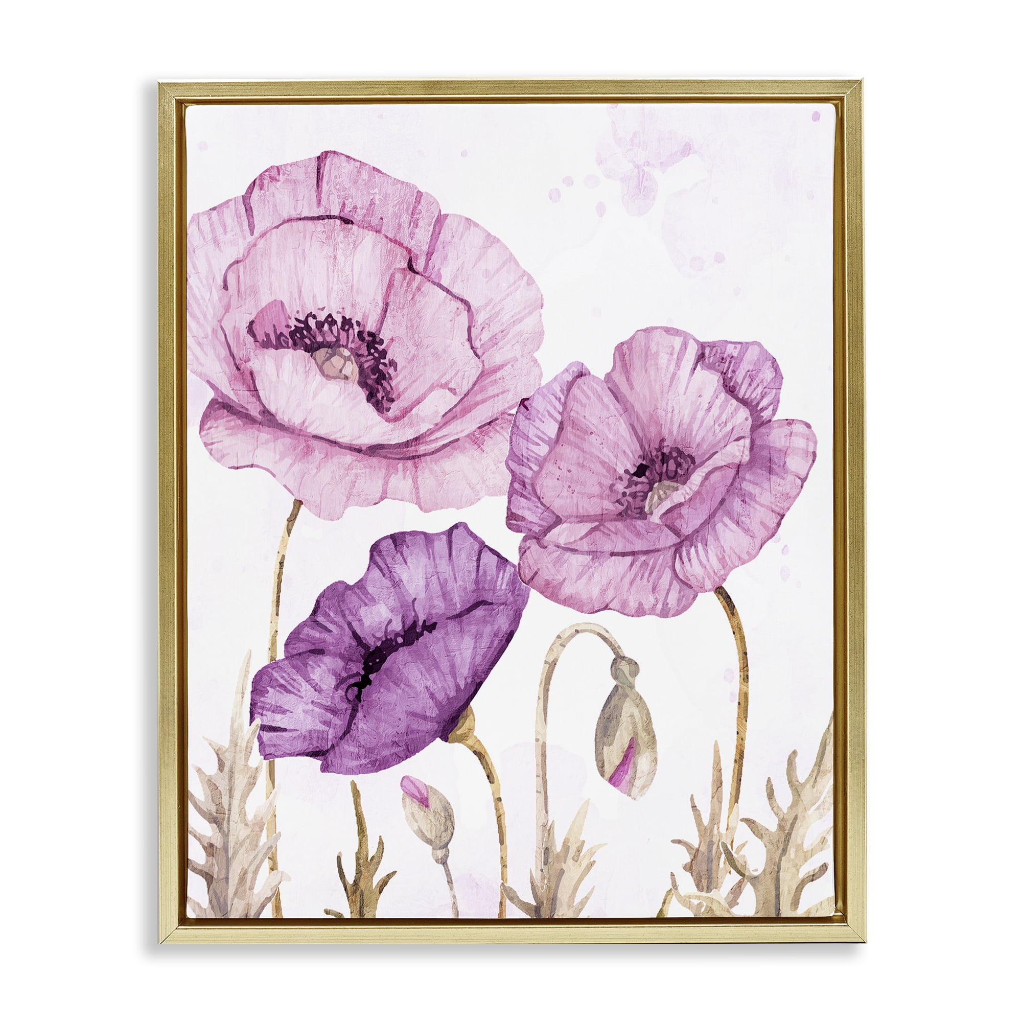 Stupell Industries Bright Purple Poppies Gold Framed Floater Canvas Wall Art, design by Kim Allen