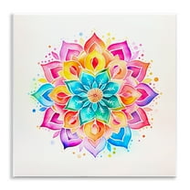 Stupell Industries Bright Rainbow Mandala Abstract Painting Unframed Art Print Wall Art, 12 x 12
