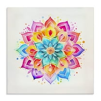 Stupell Industries Bright Rainbow Mandala Abstract Painting Wrapped Canvas Art Print Wall Art, 17 x 17