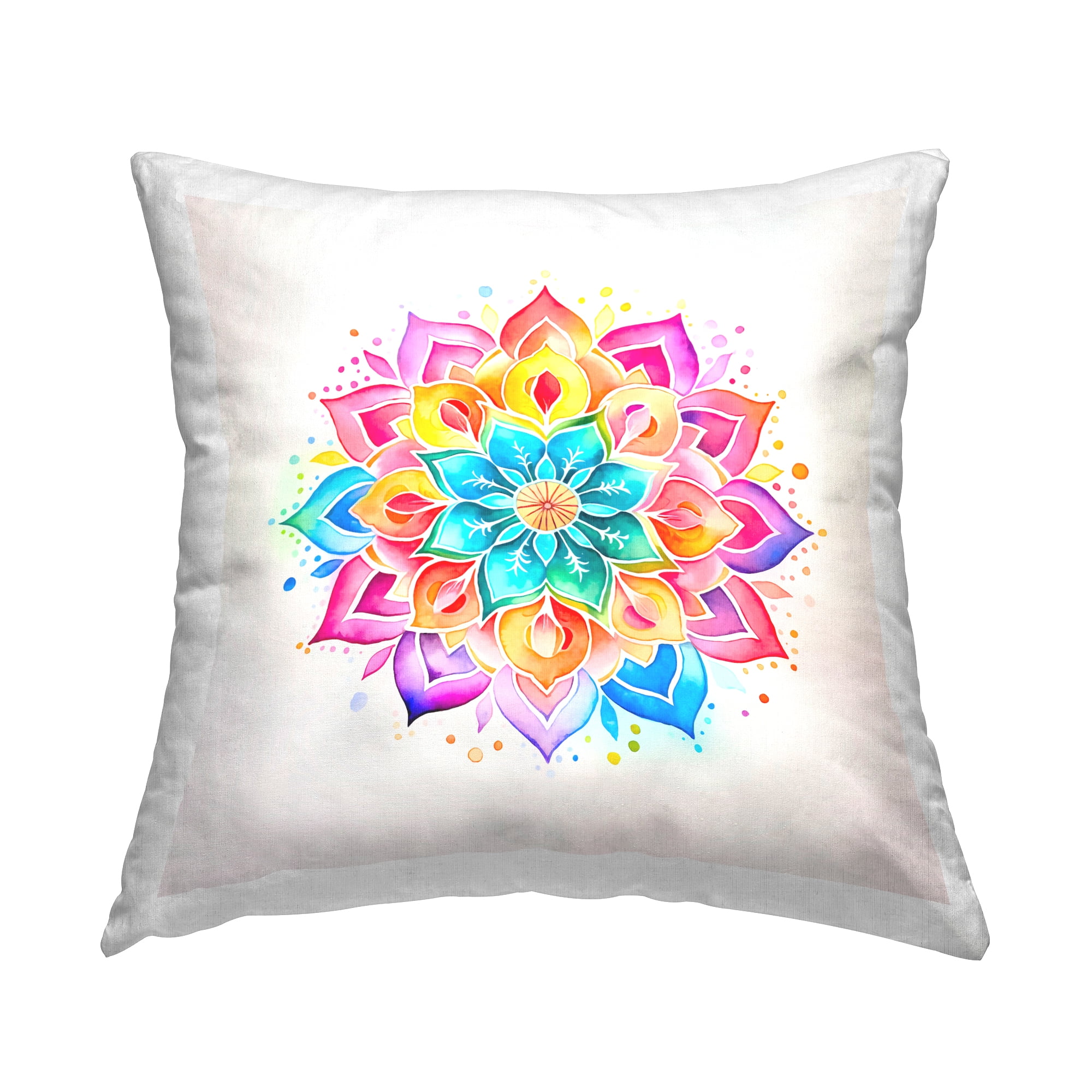 Stupell Industries Bright Rainbow Mandala Decorative Printed Throw Pillow Design by Andrea Haase.