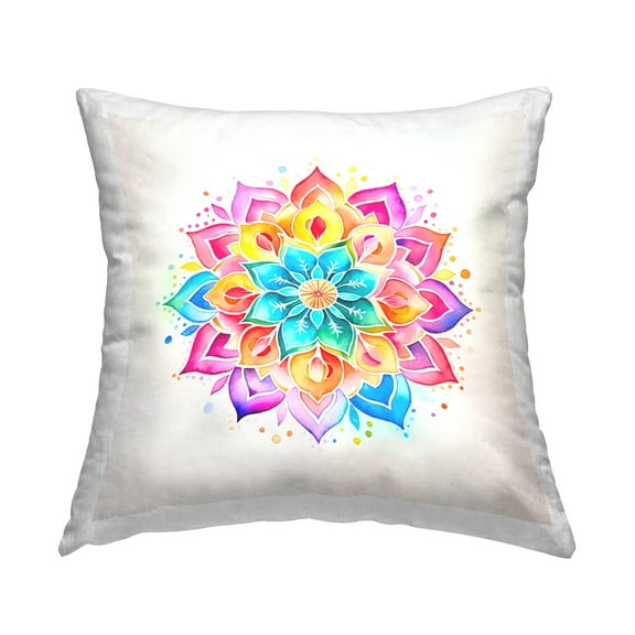 Stupell Industries Bright Rainbow Mandala Decorative Printed Throw Pillow Design by Andrea Haase.