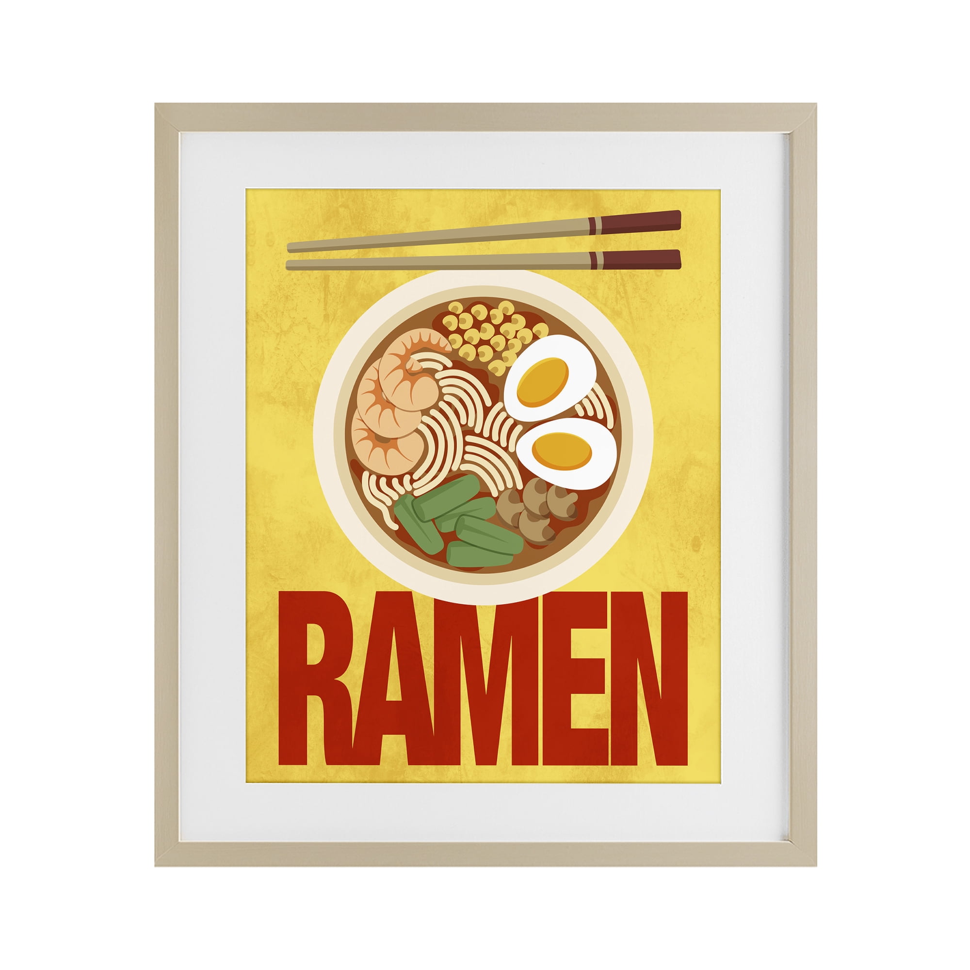 Stupell Industries Bright Ramen & Chopsticks Birch Framed Print Under Glass, design by Marcus Prime