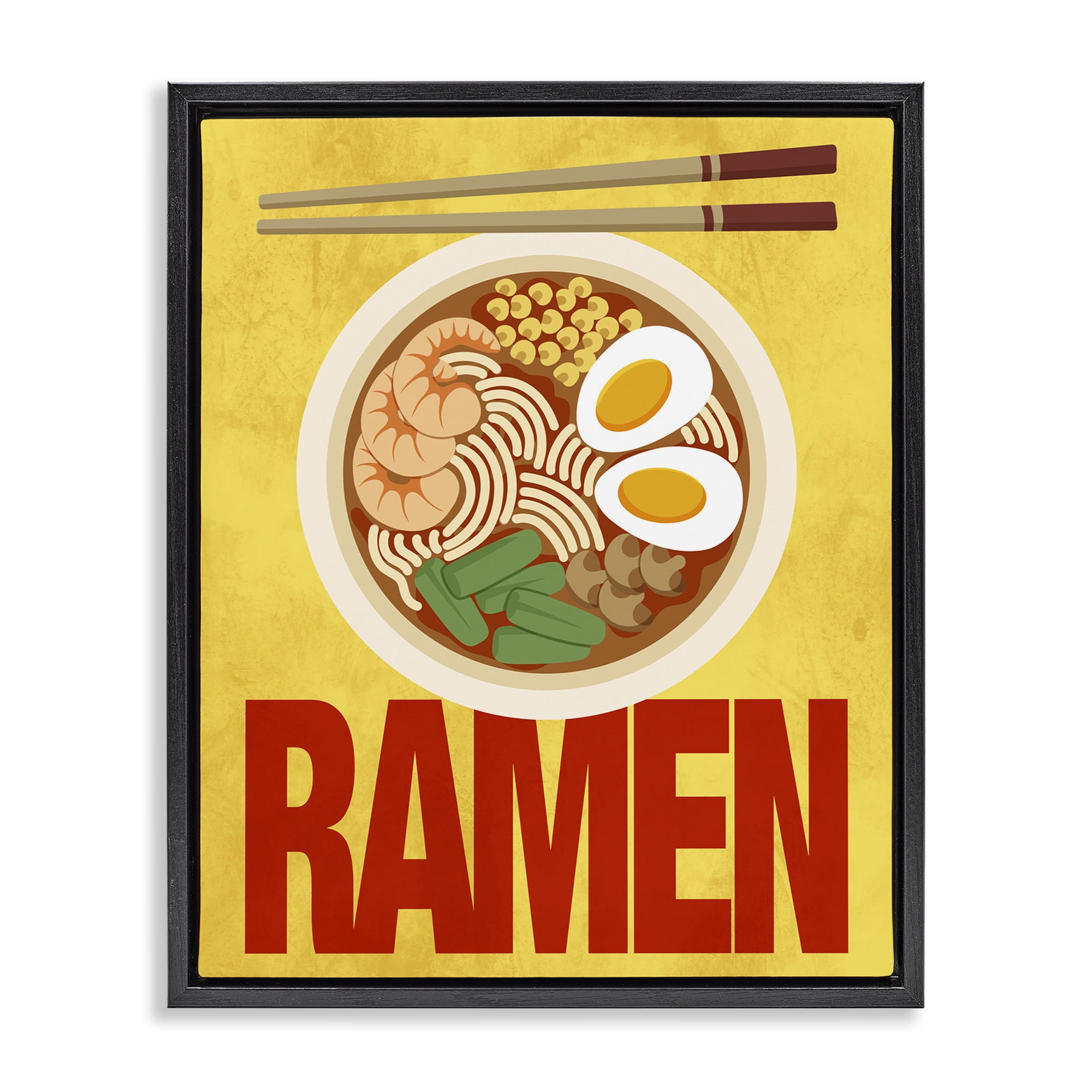 Stupell Industries Bright Ramen & Chopsticks Black Framed Floater Canvas Wall Art, design by Marcus Prime