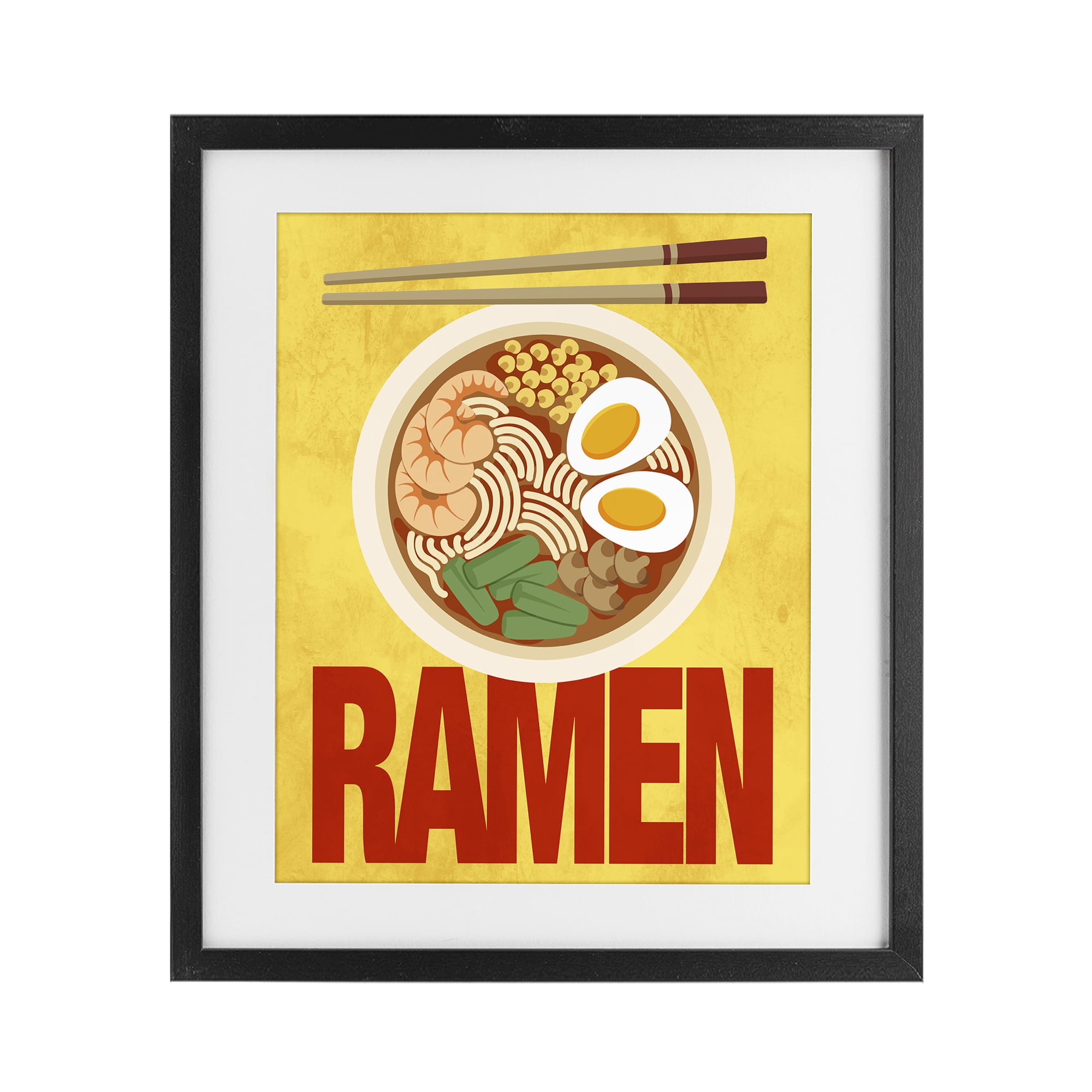 Stupell Industries Bright Ramen & Chopsticks Black Framed Print Under Glass, design by Marcus Prime