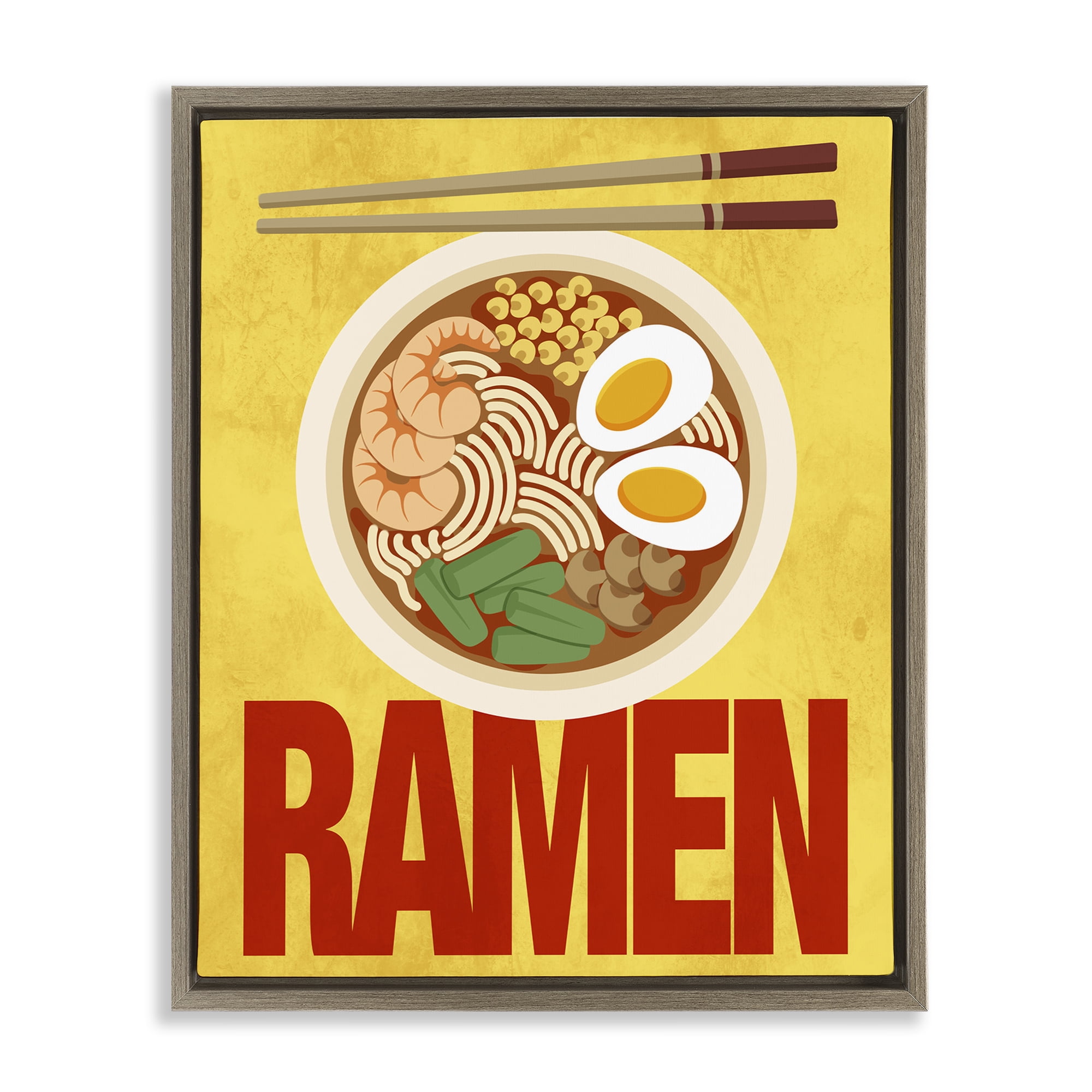 Stupell Industries Bright Ramen & Chopsticks Brown Framed Floater Canvas Wall Art, design by Marcus Prime