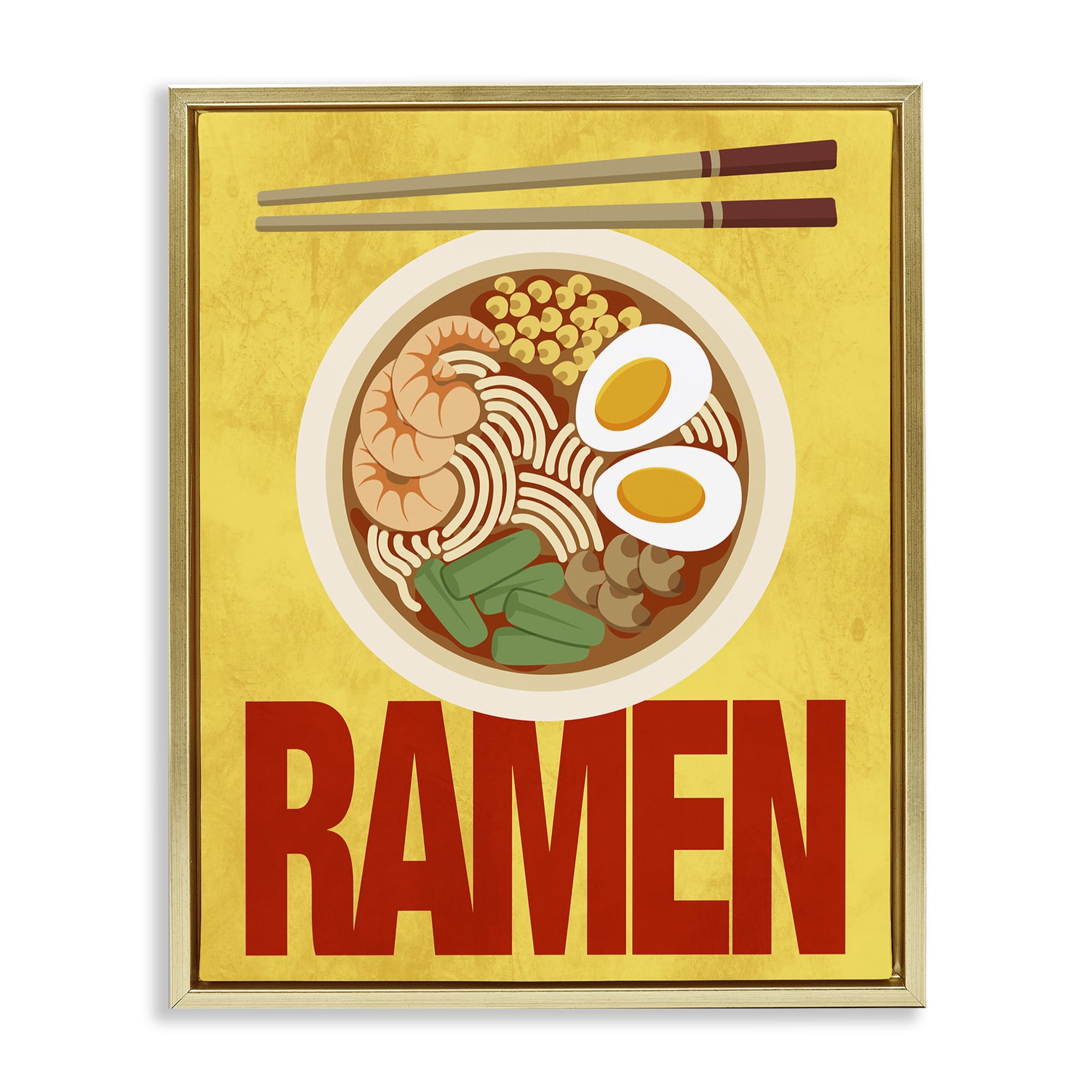 Stupell Industries Bright Ramen & Chopsticks Gold Framed Floater Canvas Wall Art, design by Marcus Prime