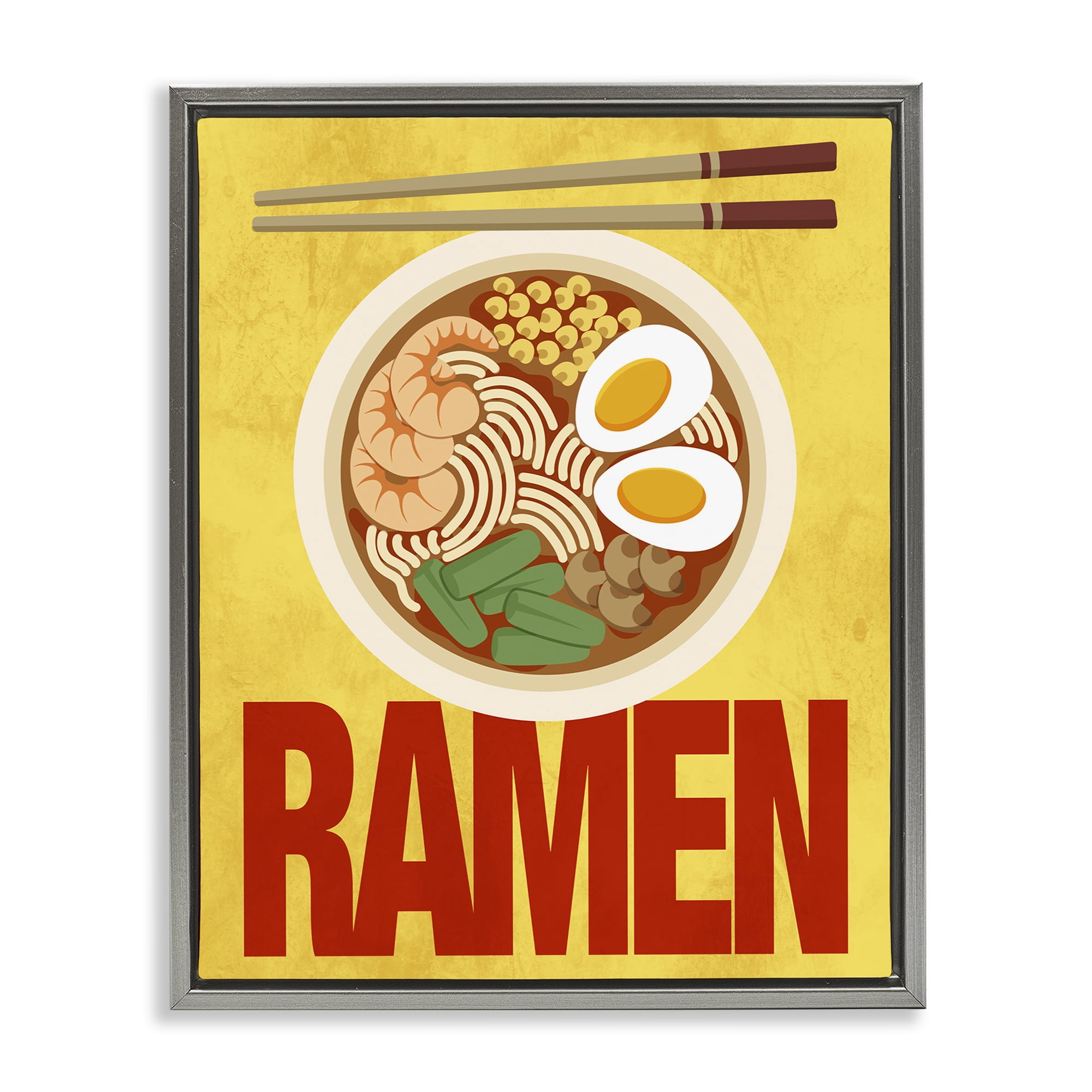 Stupell Industries Bright Ramen & Chopsticks Gray Framed Floater Canvas Wall Art, design by Marcus Prime