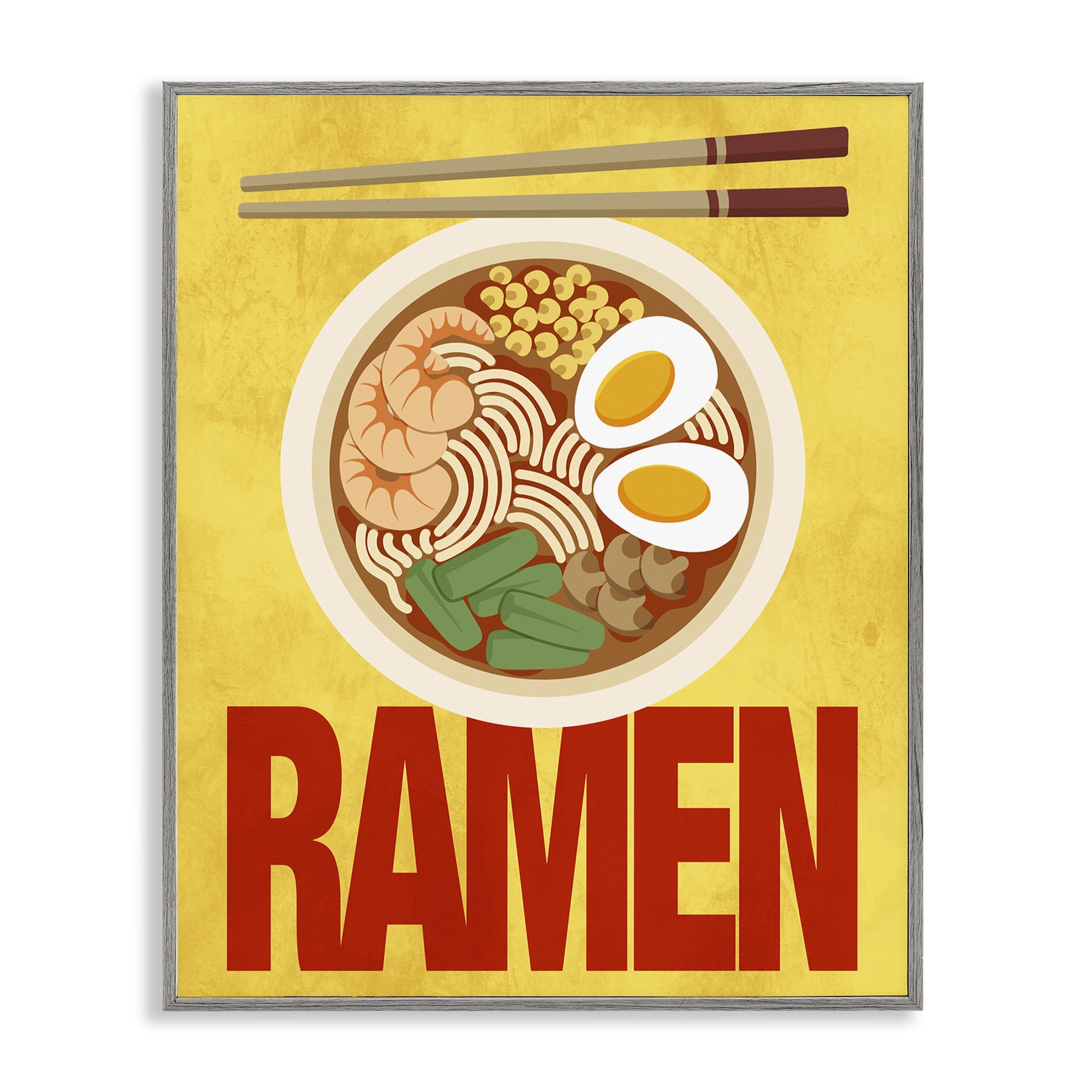 Stupell Industries Bright Ramen & Chopsticks Gray Framed Giclee Art, design by Marcus Prime
