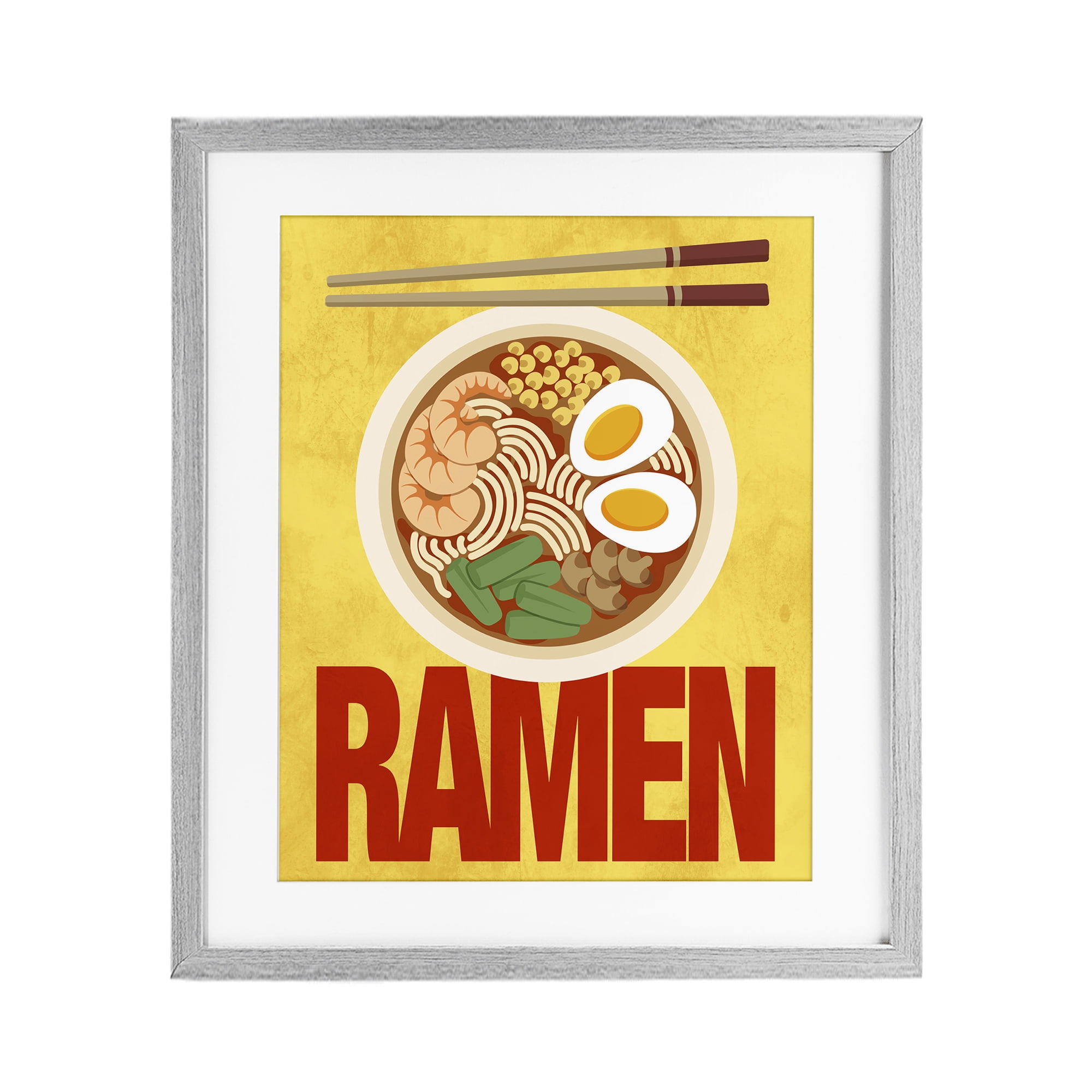 Stupell Industries Bright Ramen & Chopsticks Gray Framed Print Under Glass, design by Marcus Prime
