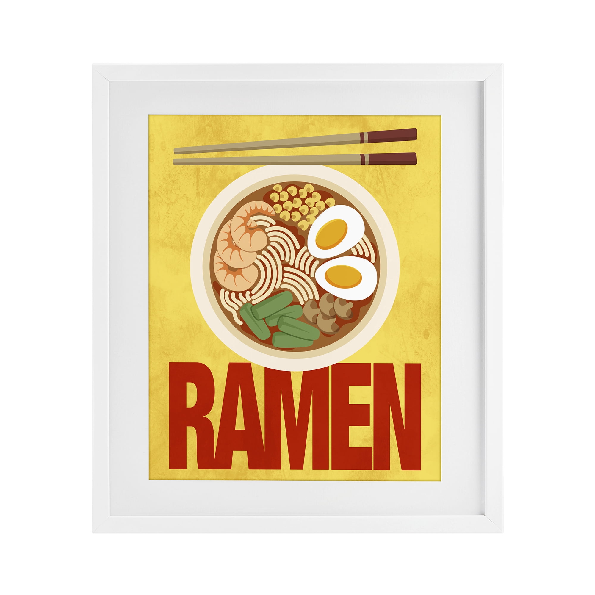 Stupell Industries Bright Ramen & Chopsticks White Framed Print Under Glass, design by Marcus Prime