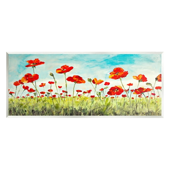 Stupell Industries Bright Red Poppies Meadow Painting Unframed Art Print Wall Art, Design by Julie DeRice