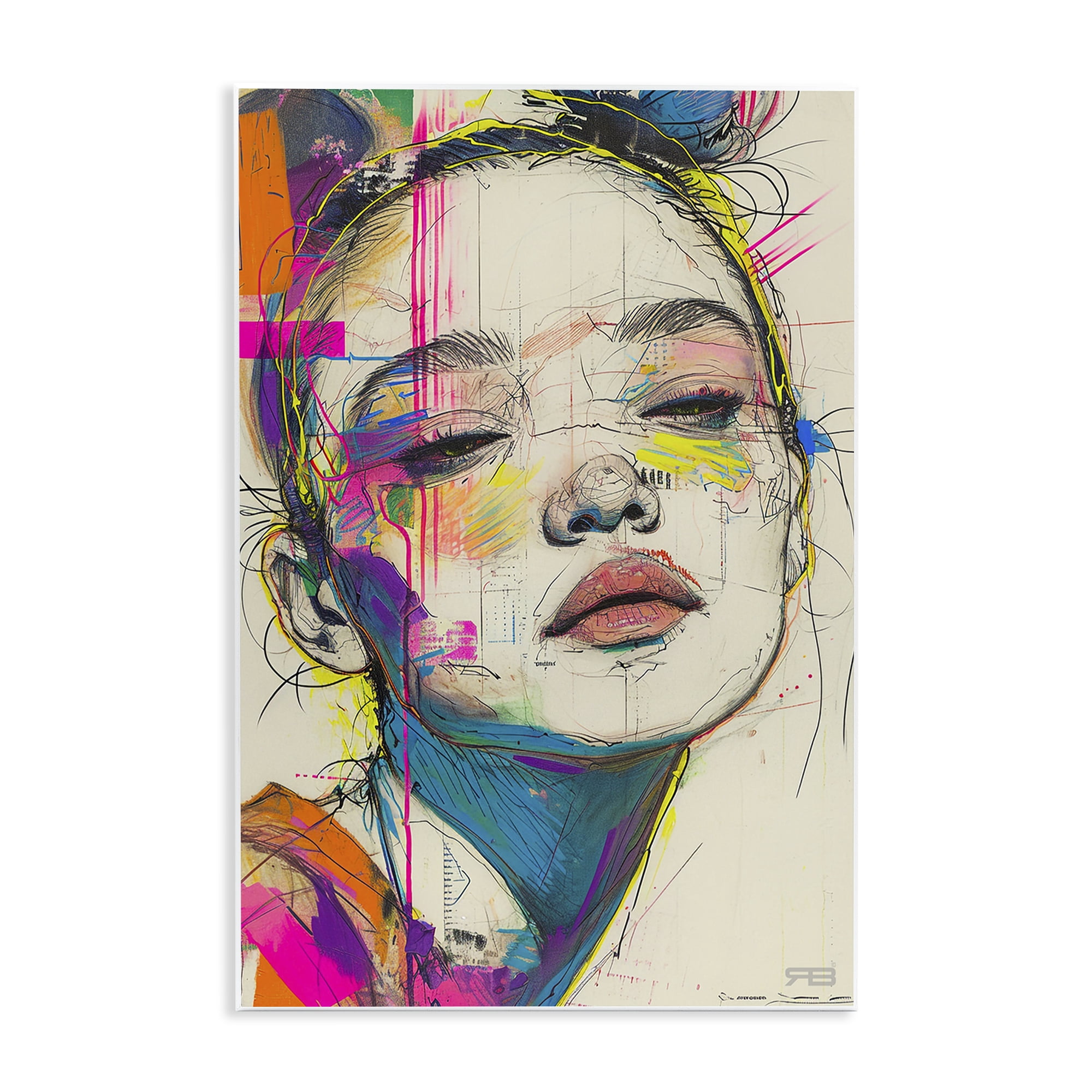 Stupell Industries Bright Sketch Visage Novelty Painting Unframed Art Print Wall Art, 10 x 15